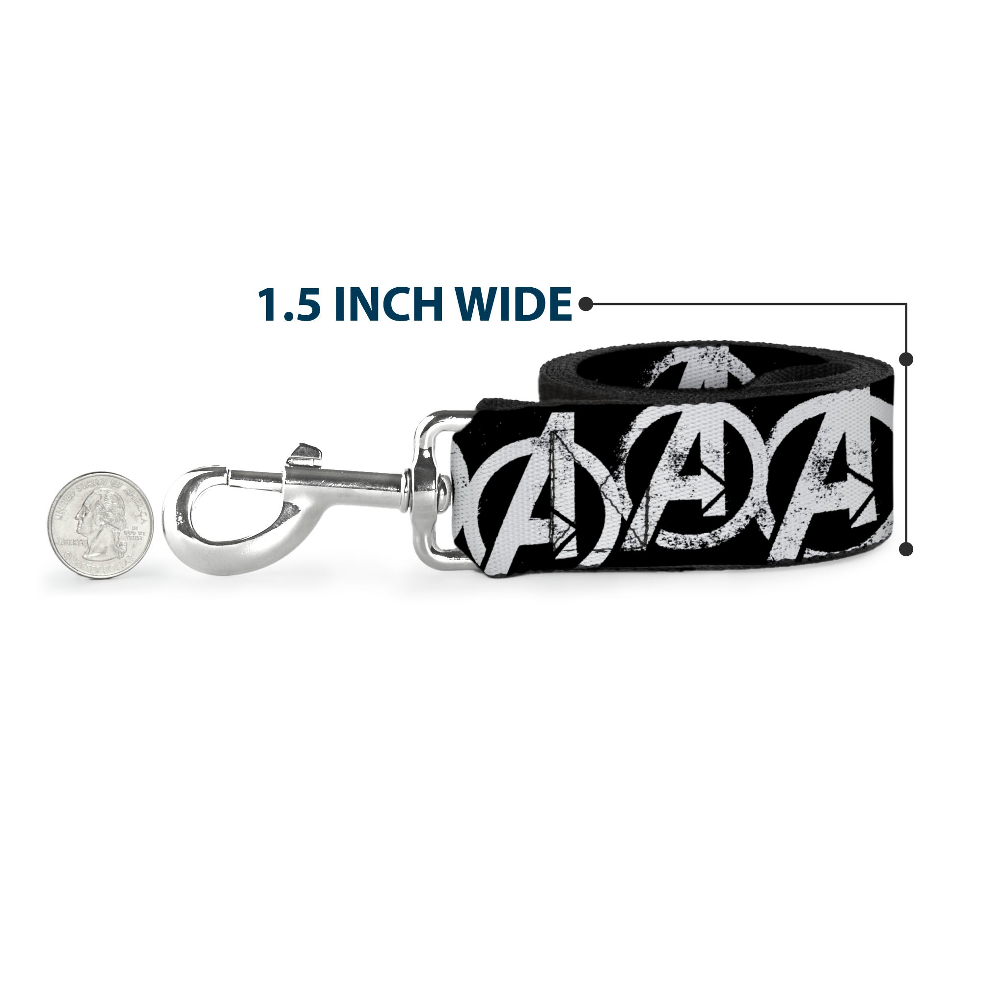 Dog Leash - Avengers "A" Logo Weathered Black/White