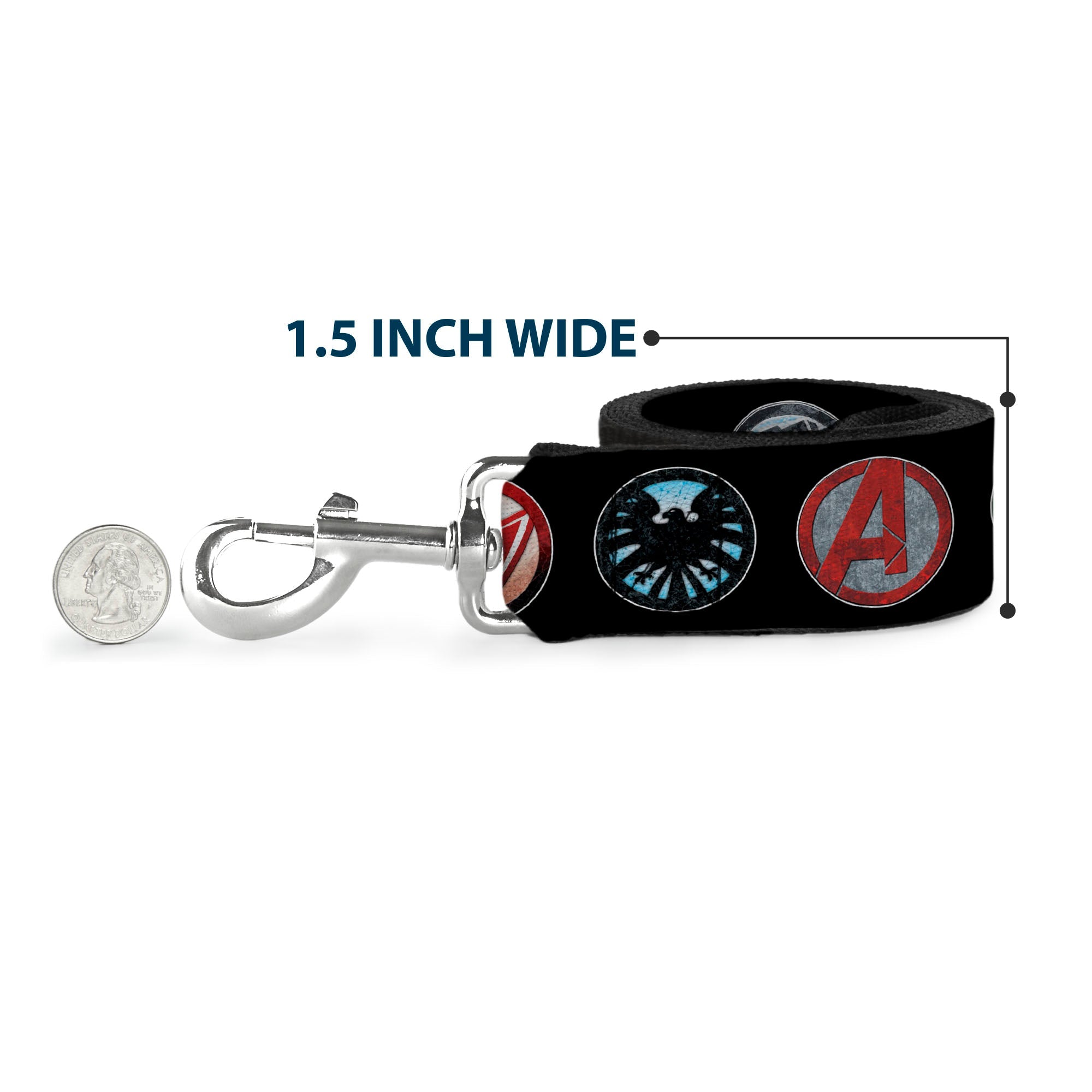 Dog Leash - 9-Avenger Icons Black/Multi Color