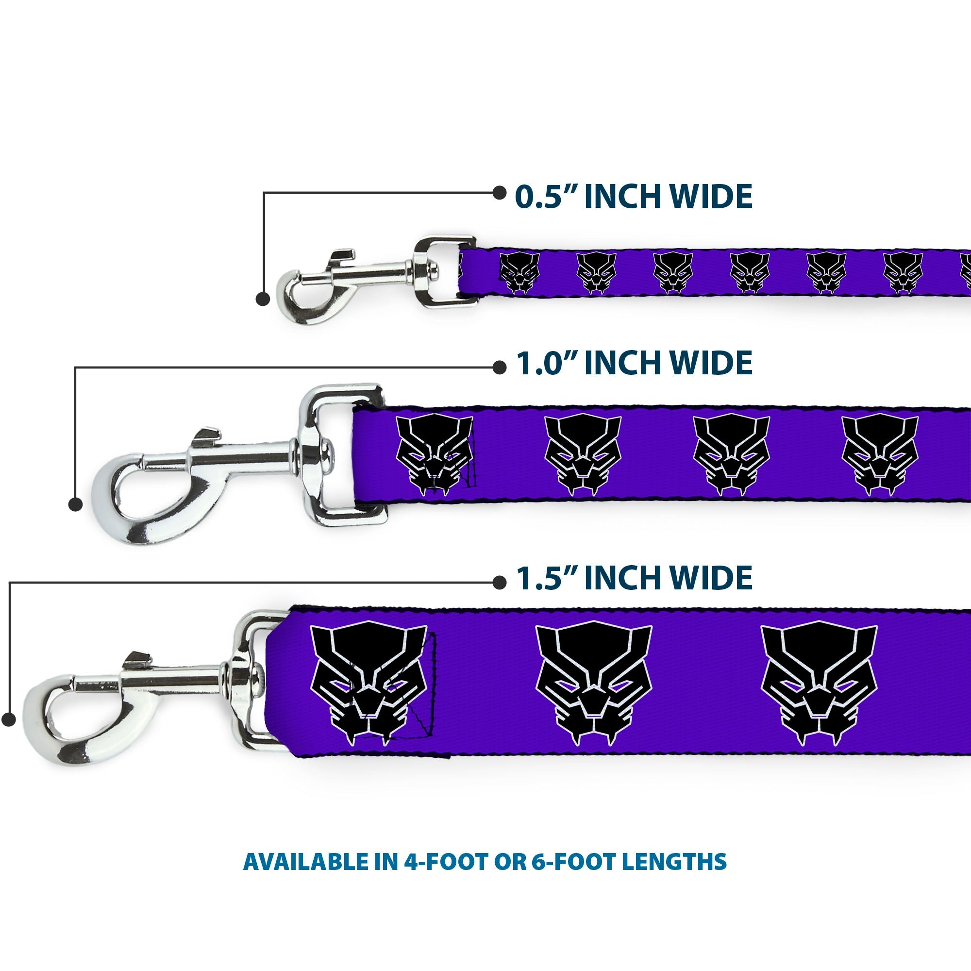 Dog Leash - Black Panther Avengers Icon Purple/White/Black