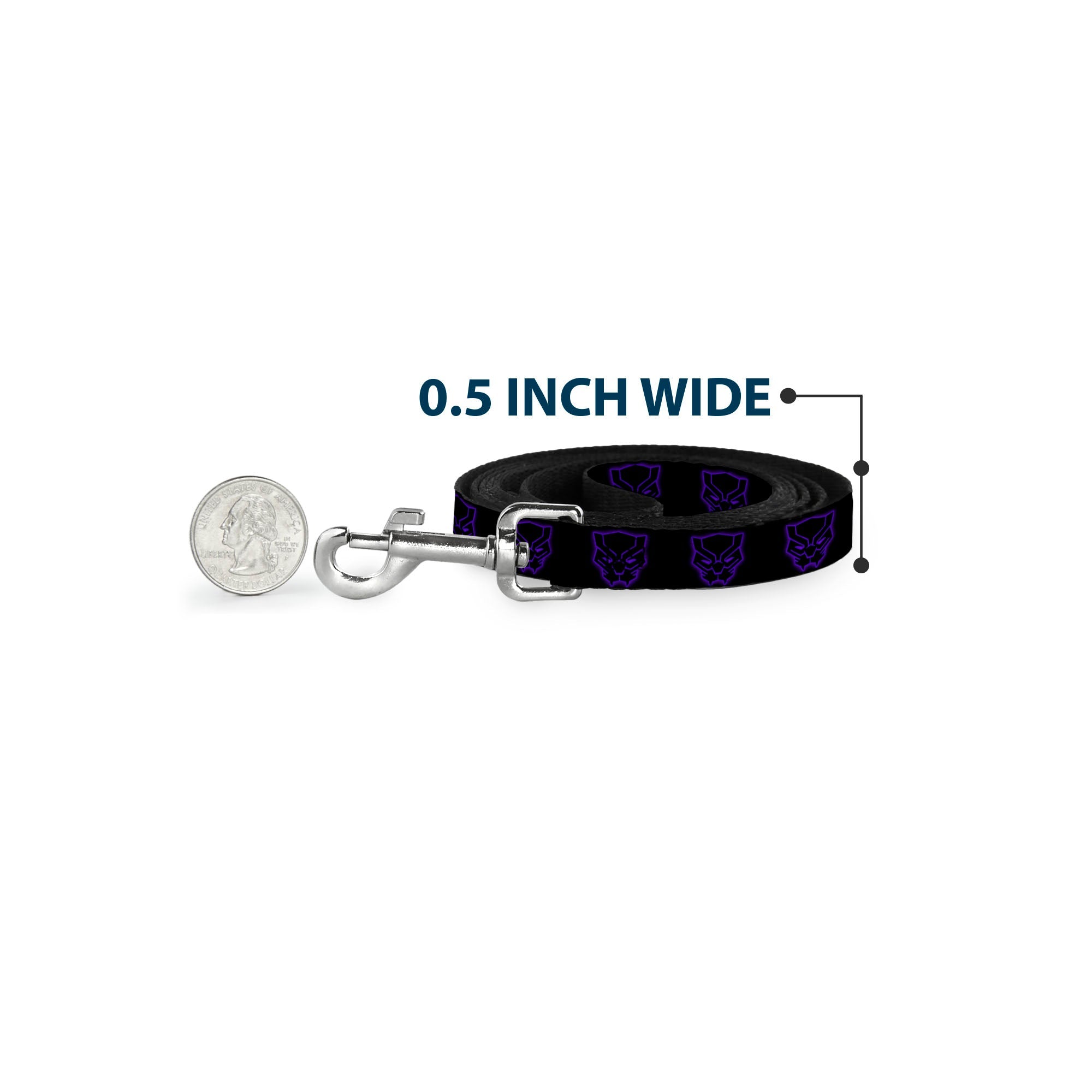 Dog Leash - Black Panther Avengers Icon Outline Black/Purple