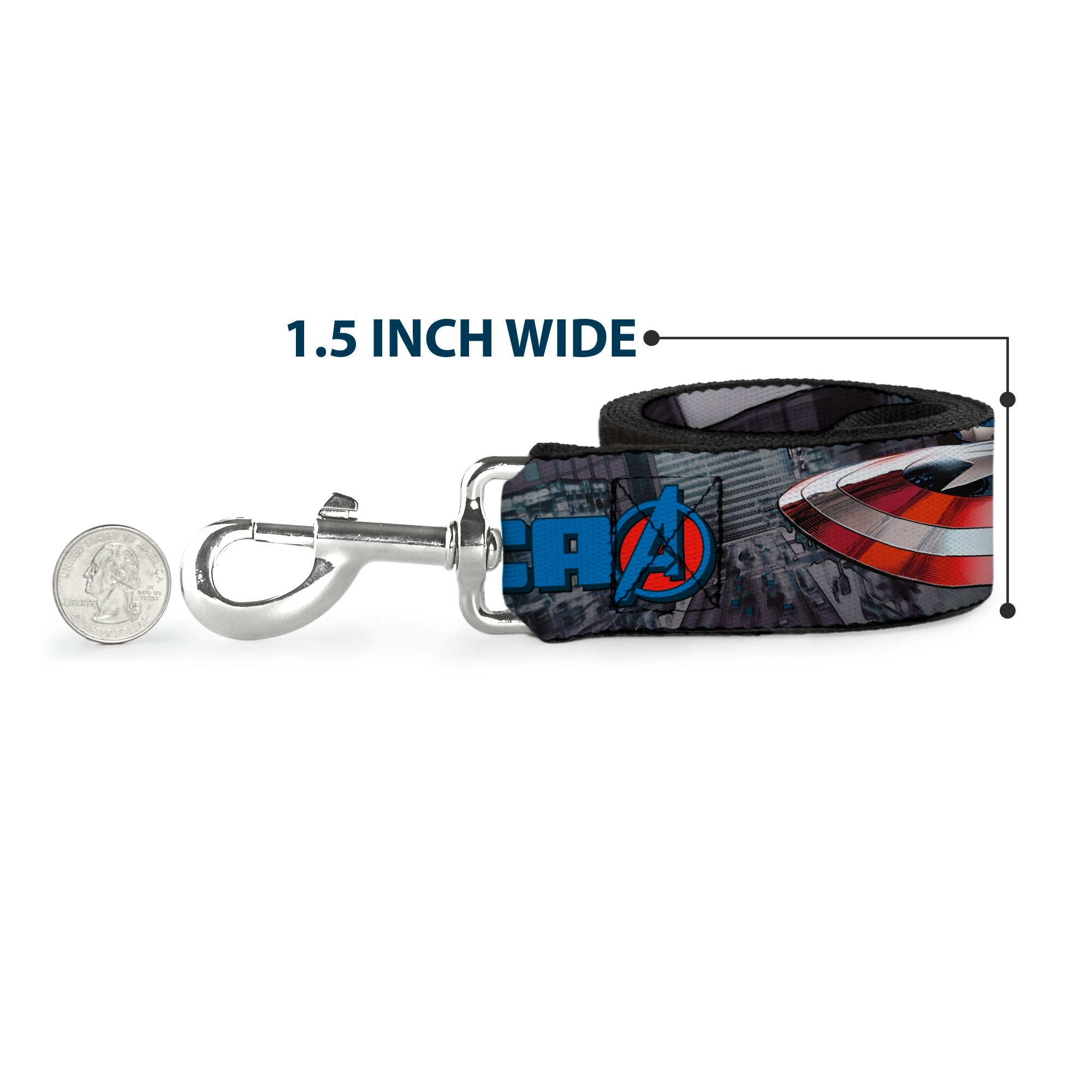 Dog Leash - CAPTAIN AMERICA w/Avengers Logo Cityscape