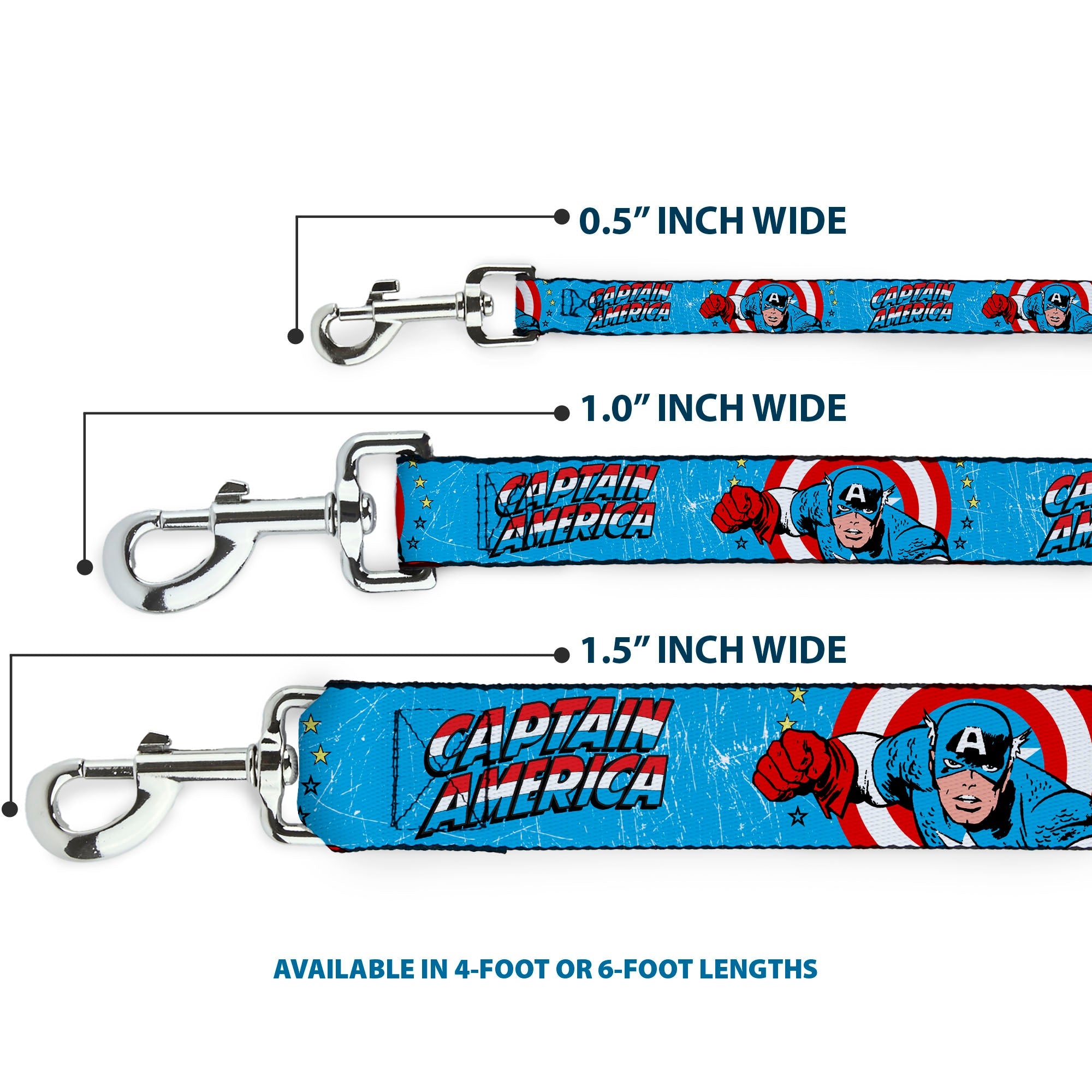 Dog Leash - CAPTAIN AMERICA w/Action Pose Weathered Blue