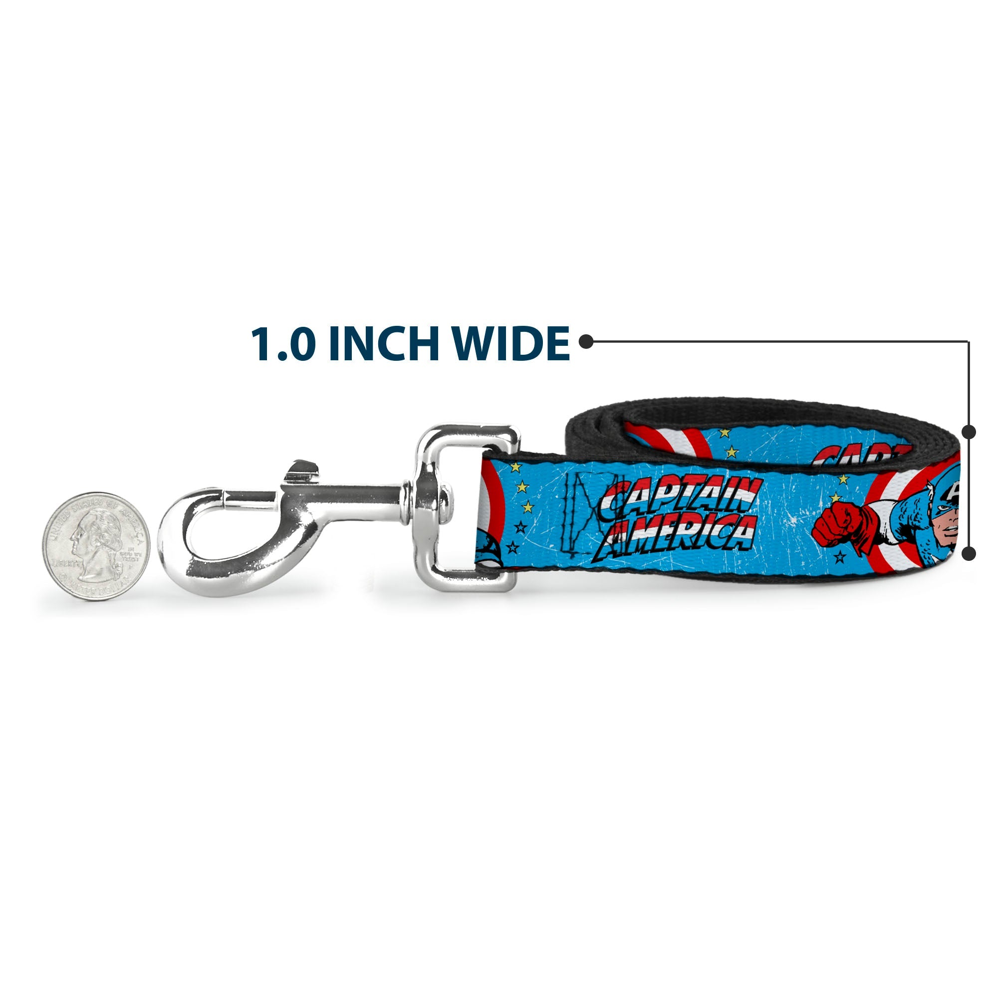 Dog Leash - CAPTAIN AMERICA w/Action Pose Weathered Blue