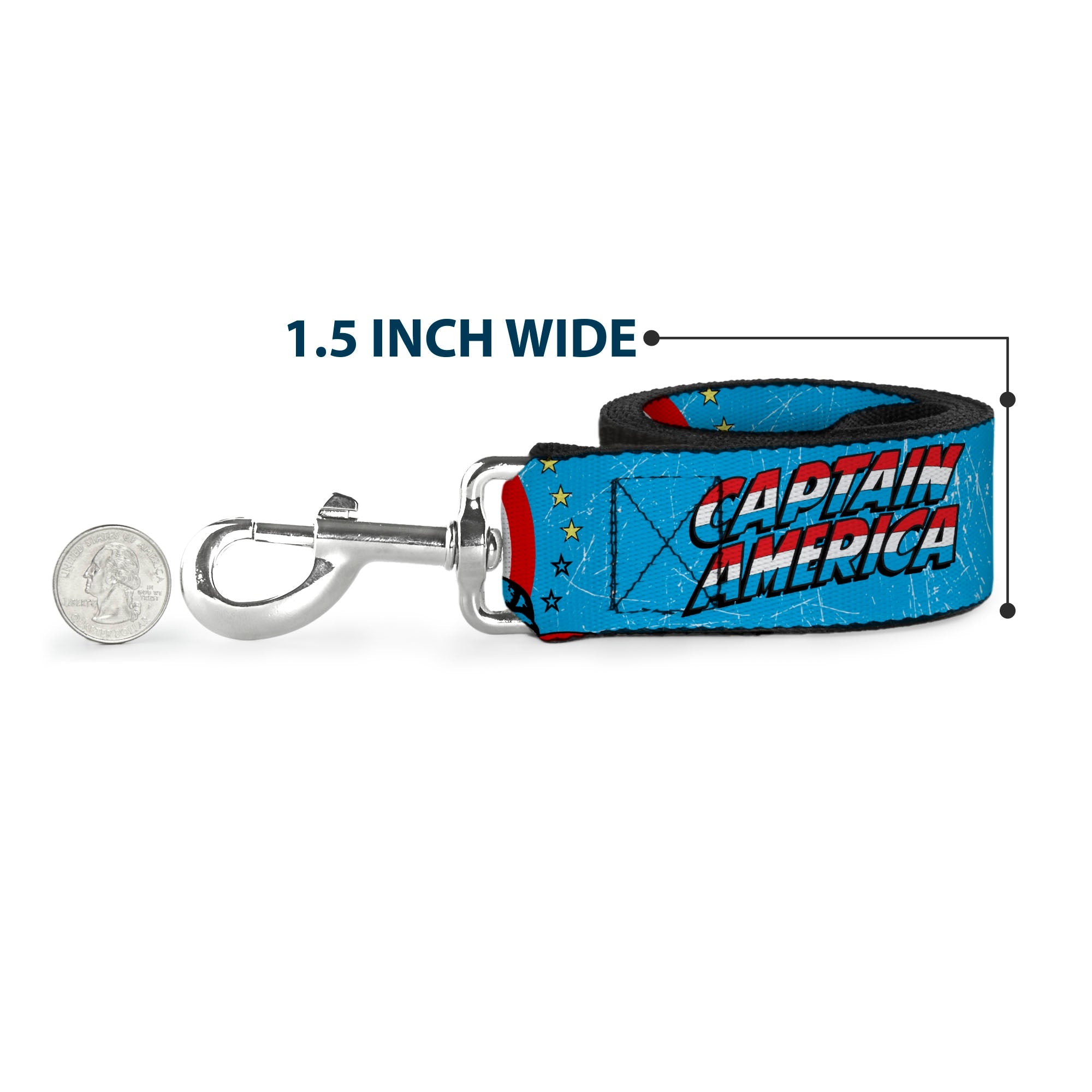 Dog Leash - CAPTAIN AMERICA w/Action Pose Weathered Blue