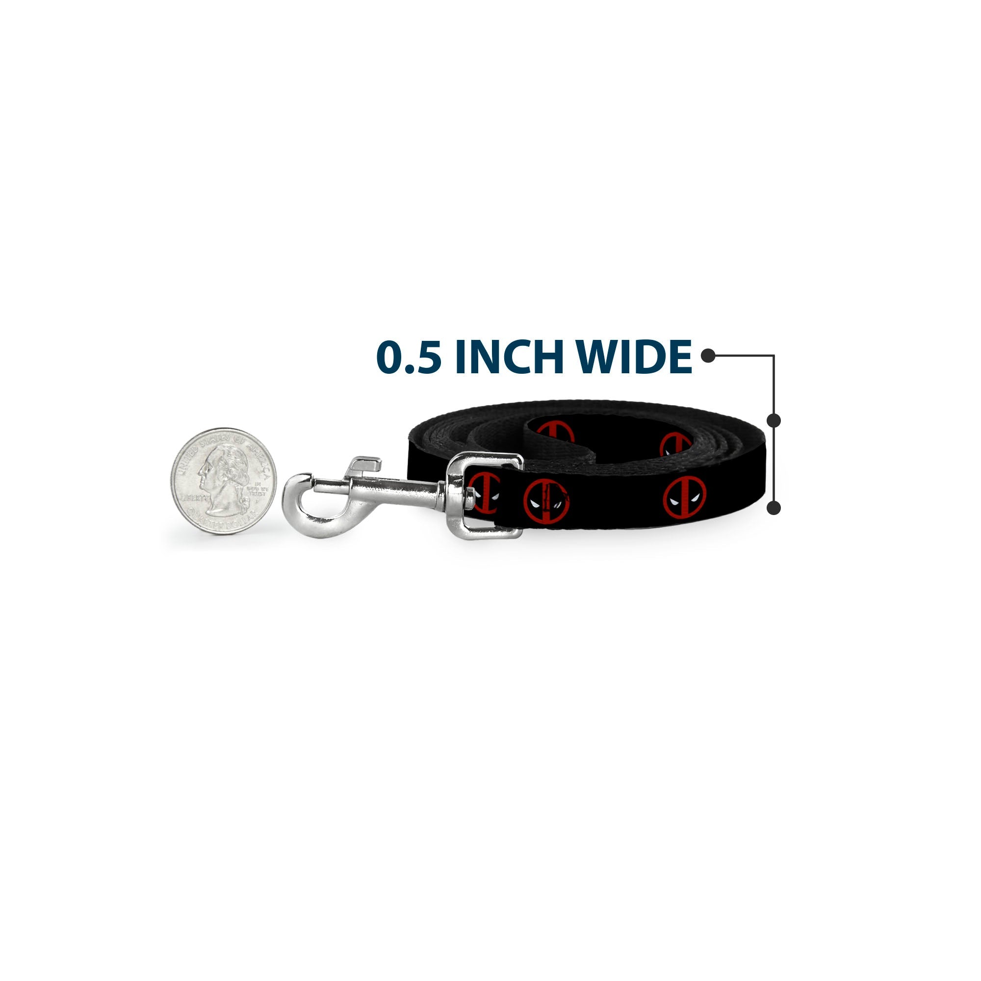 Dog Leash - Deadpool Logo Black/Red/White