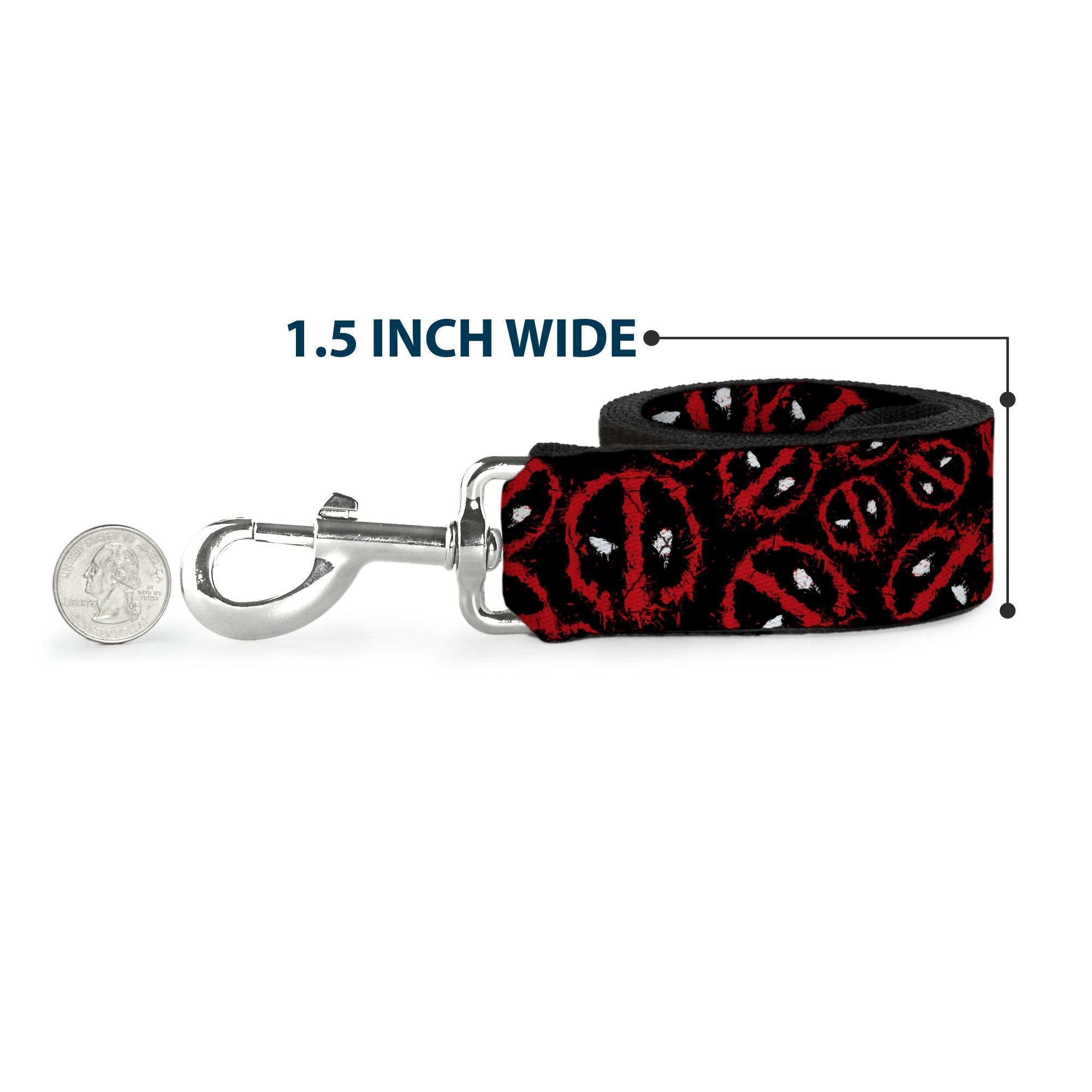 Dog Leash - Deadpool Splatter Logo Scattered Black/Red/White