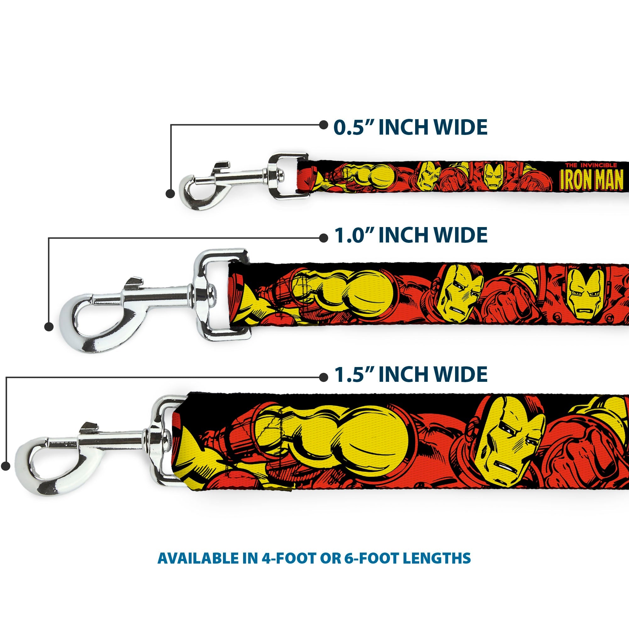 Dog Leash - THE INVINCIBLE IRON MAN Action Poses Black/Red/Yellow