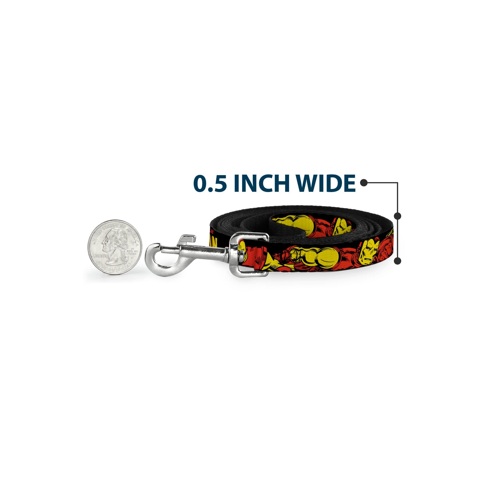 Dog Leash - THE INVINCIBLE IRON MAN Action Poses Black/Red/Yellow