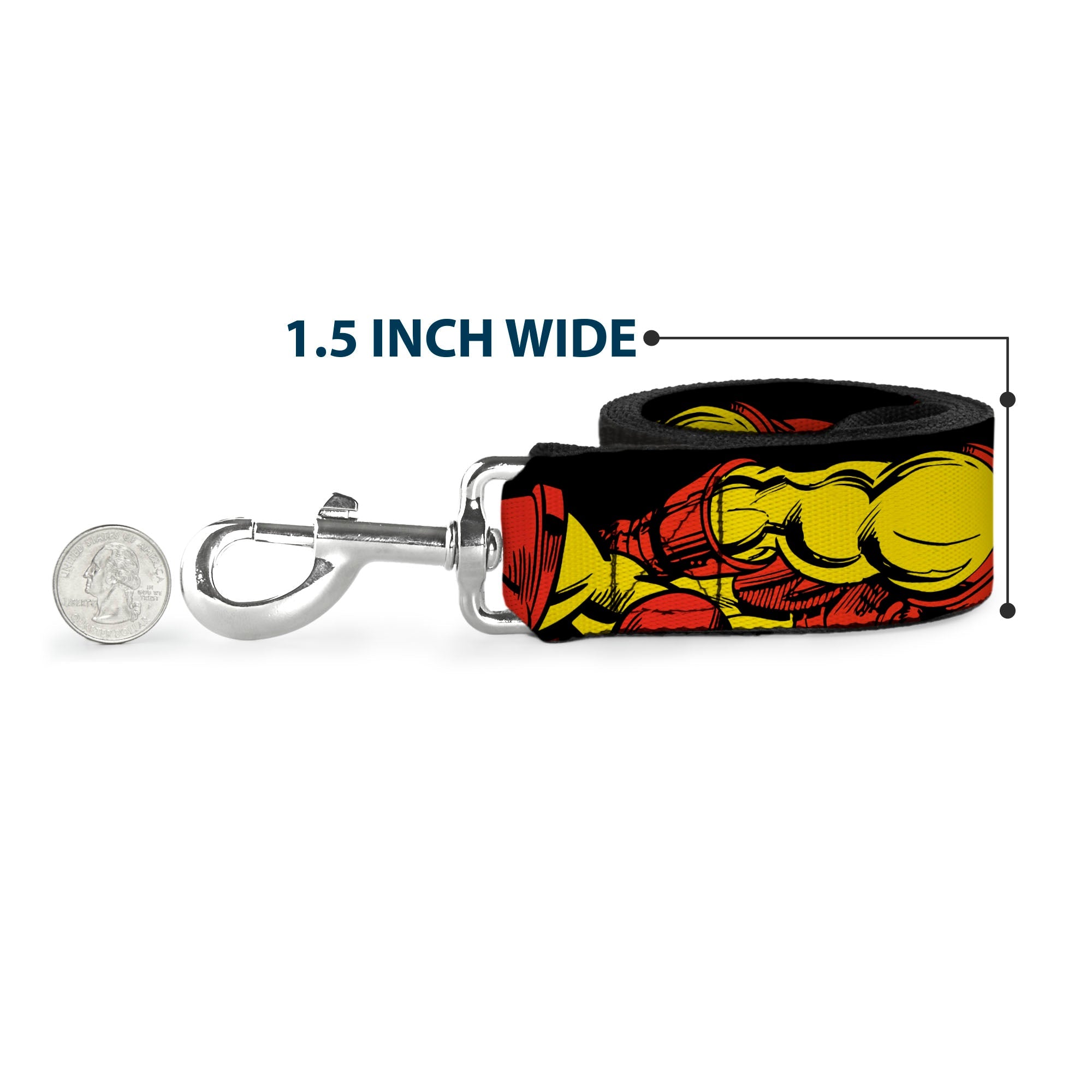 Dog Leash - THE INVINCIBLE IRON MAN Action Poses Black/Red/Yellow