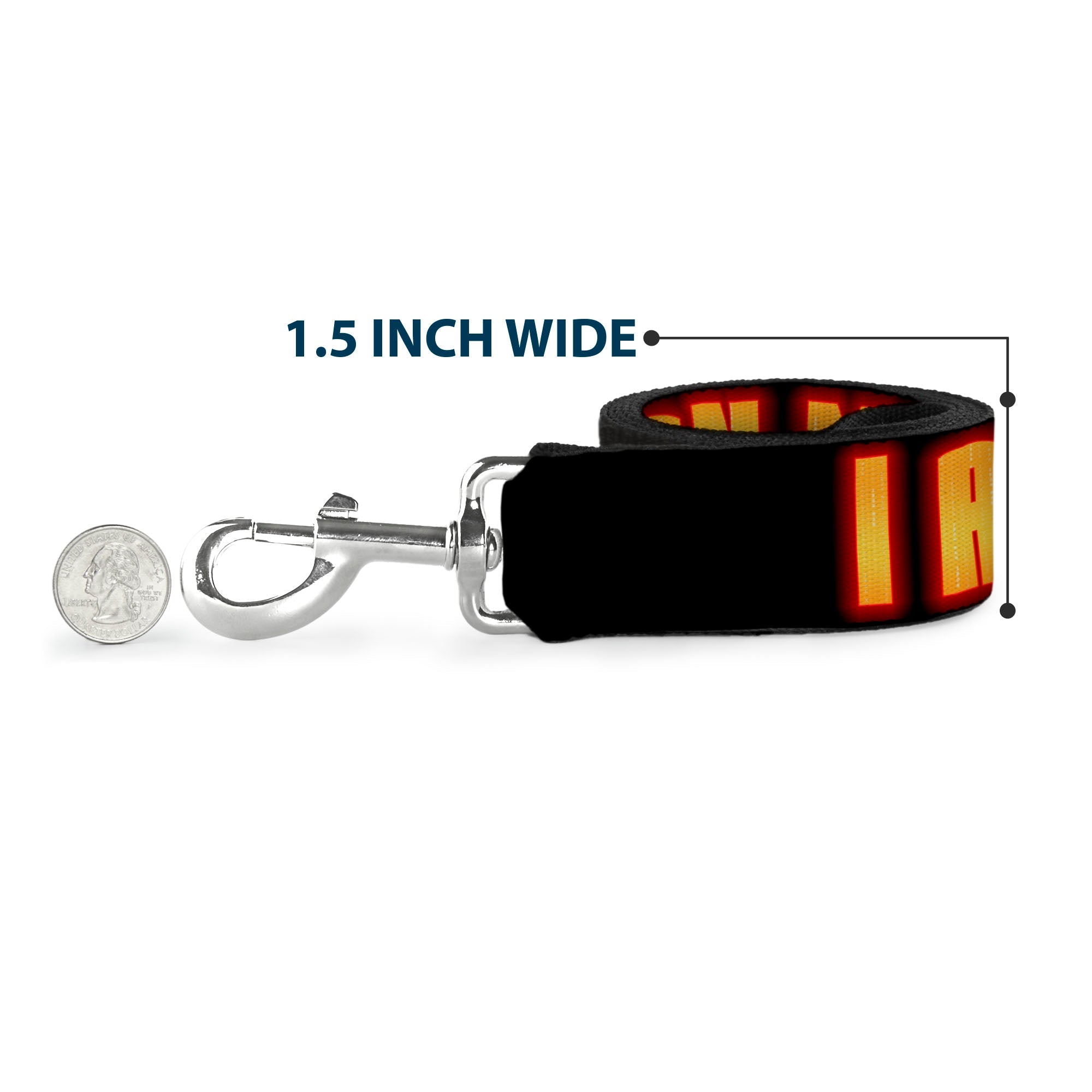 Dog Leash - Iron Man Face/I AM IRON MAN Black/Yellow Glow