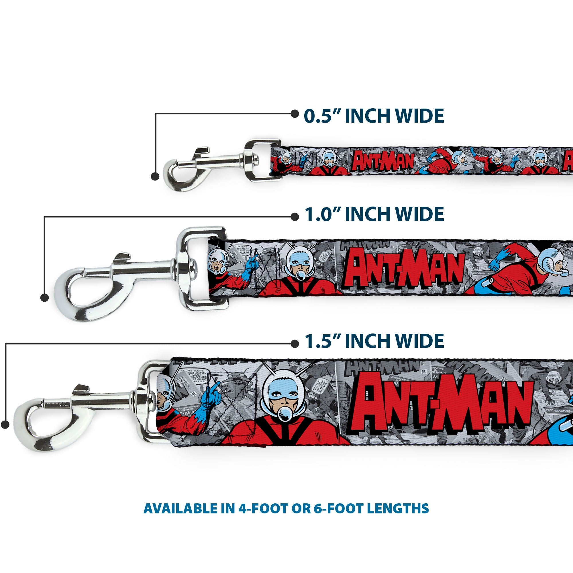 Dog Leash - Classic ANT-MAN 3-Poses/Comic Stacked Grays/Black/Red
