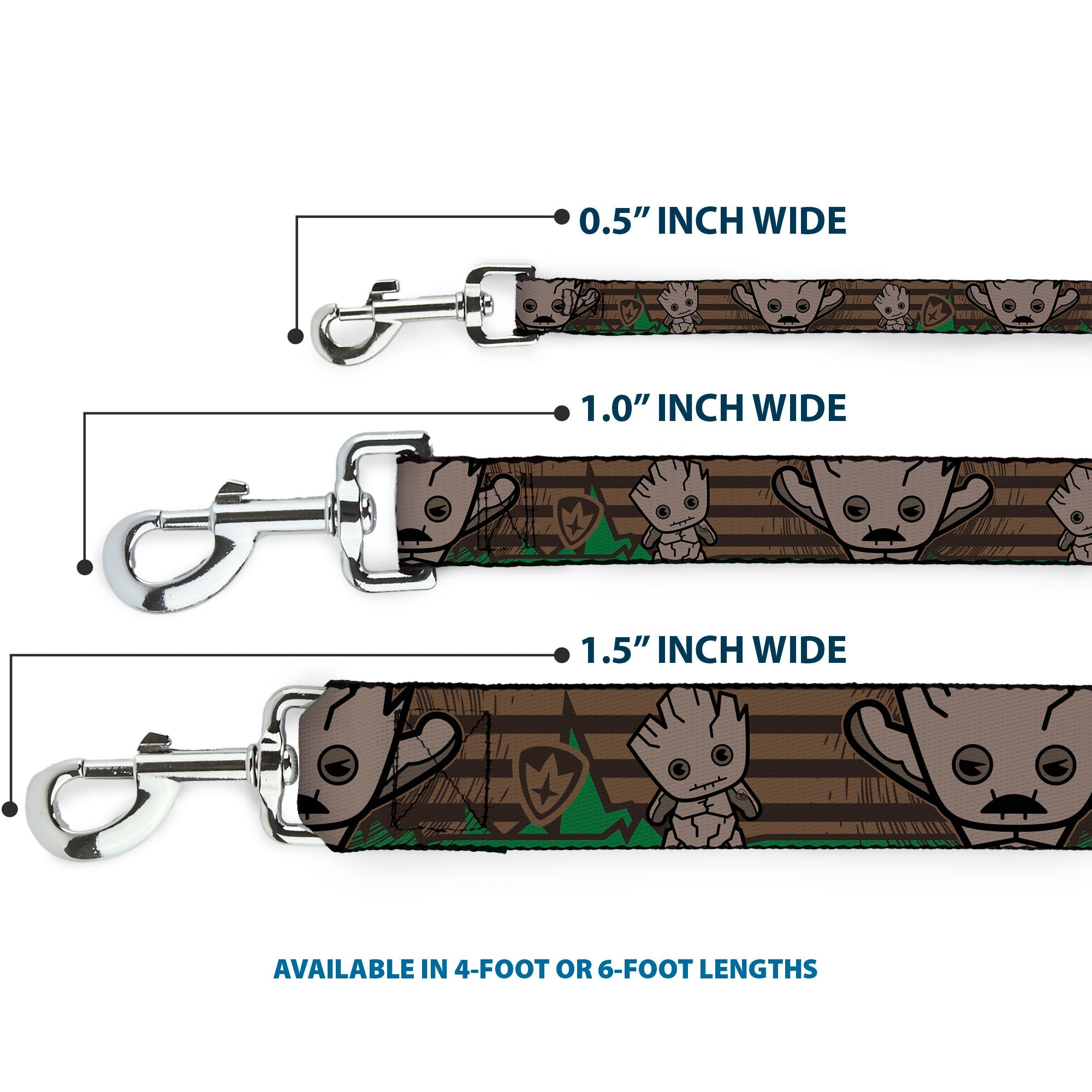 Dog Leash - Kawaii Groot 2-Poses/Guardians Badge Browns/Green