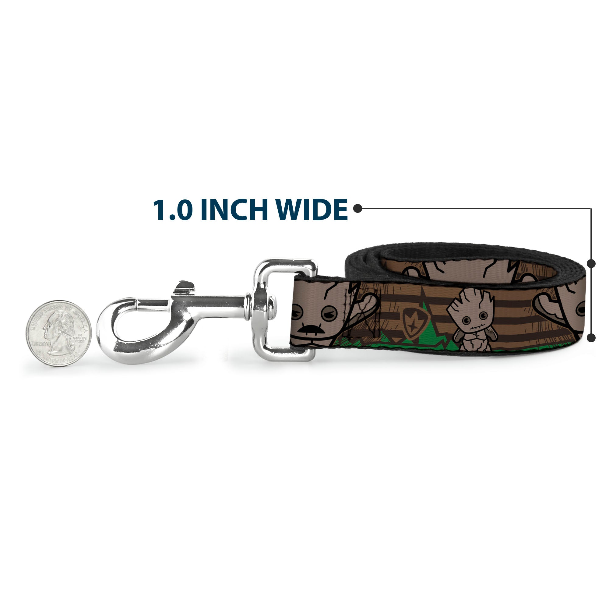 Dog Leash - Kawaii Groot 2-Poses/Guardians Badge Browns/Green