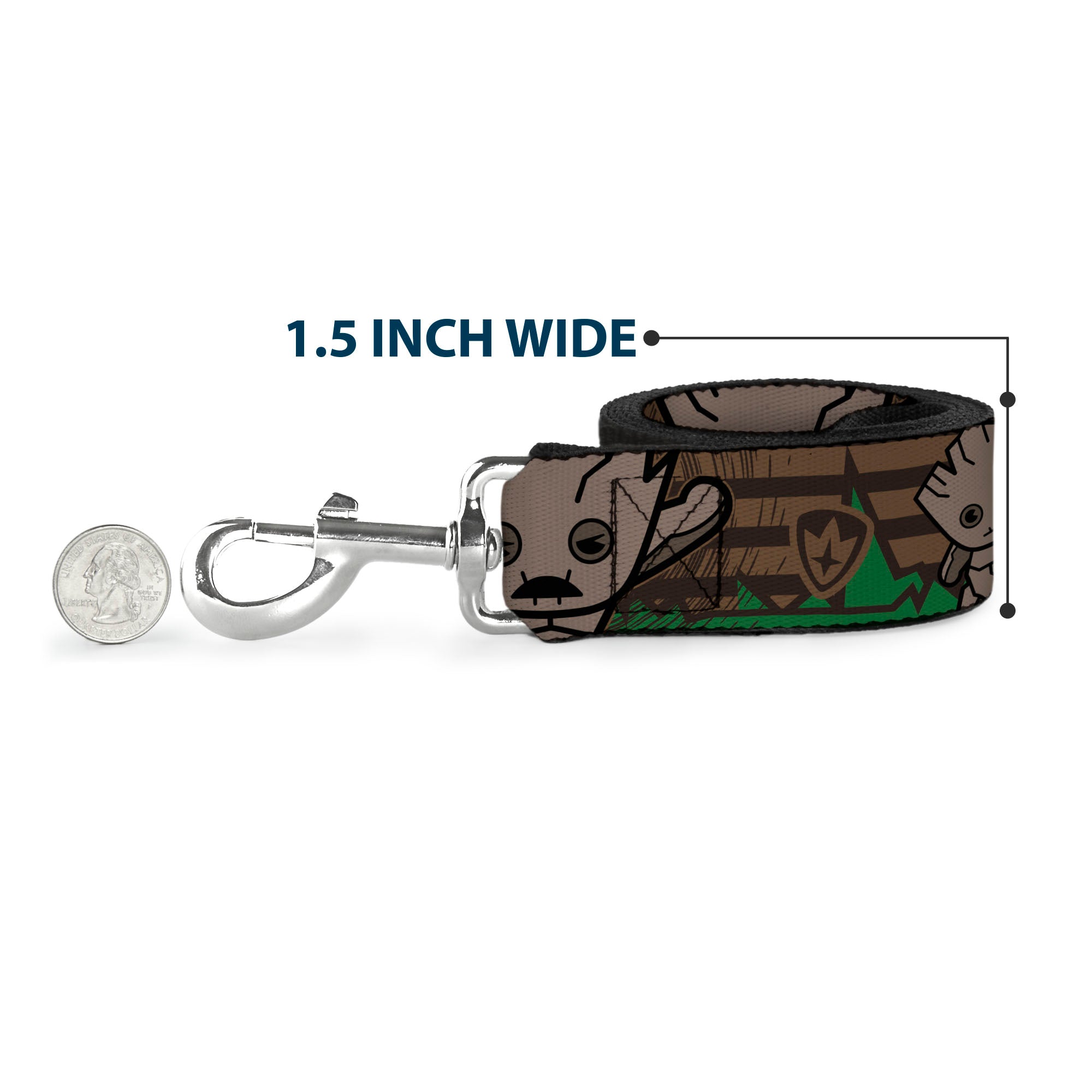 Dog Leash - Kawaii Groot 2-Poses/Guardians Badge Browns/Green
