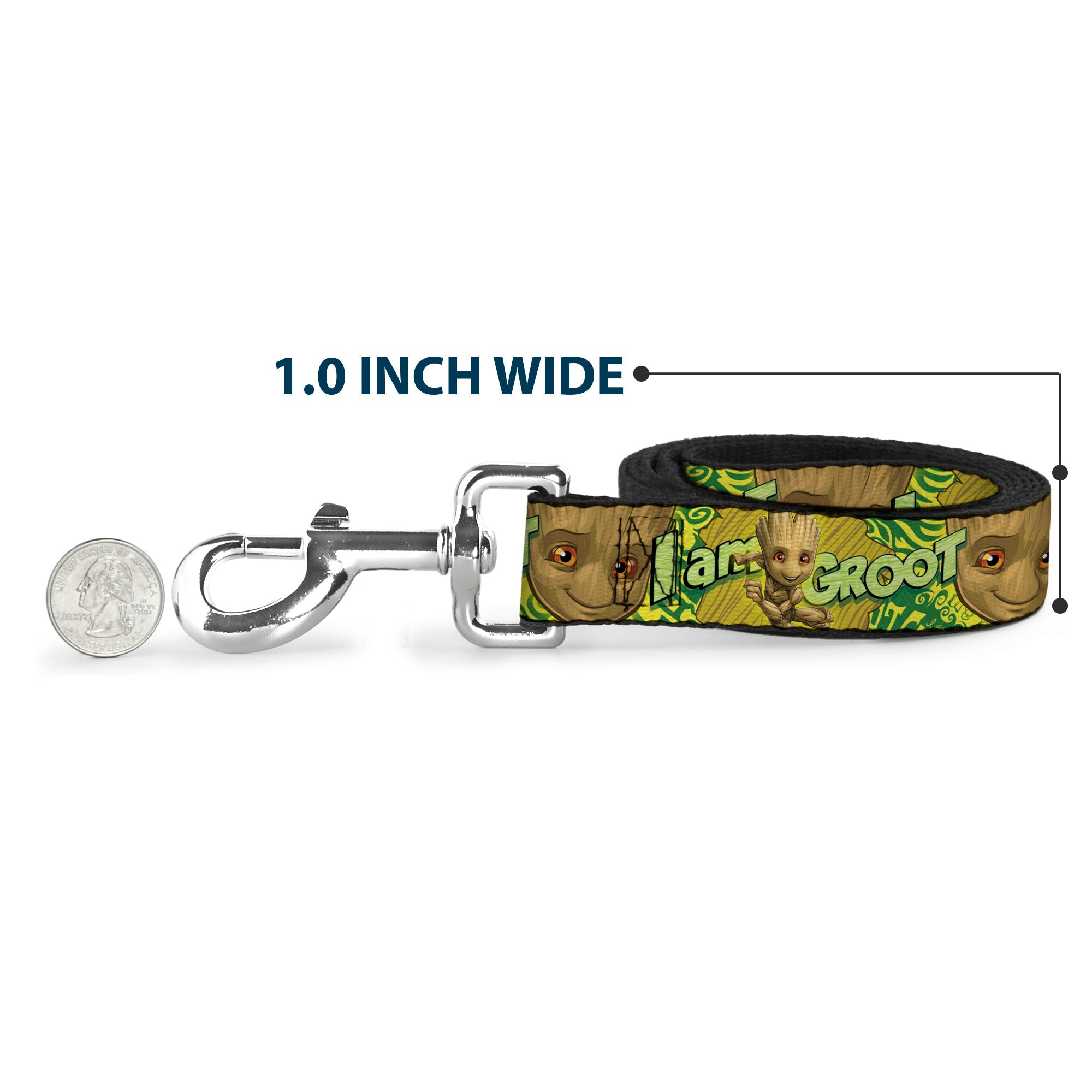 Dog Leash - Baby Groot Pose/Face I AM GROOT Browns/Greens/Yellows