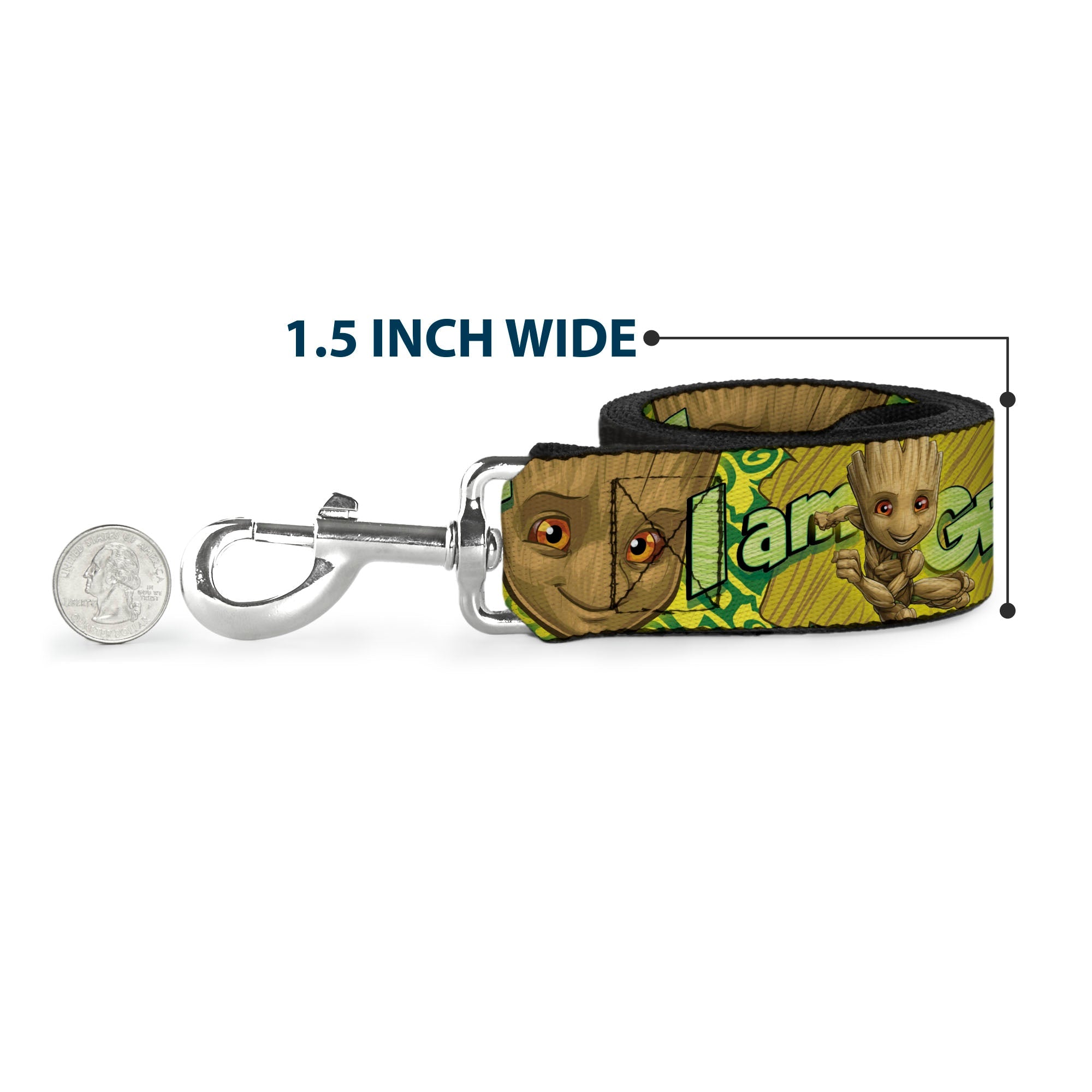 Dog Leash - Baby Groot Pose/Face I AM GROOT Browns/Greens/Yellows