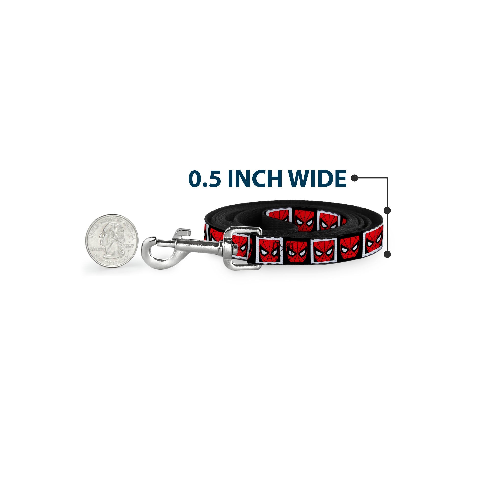Dog Leash - Spider-Man Face Black/White Blocks