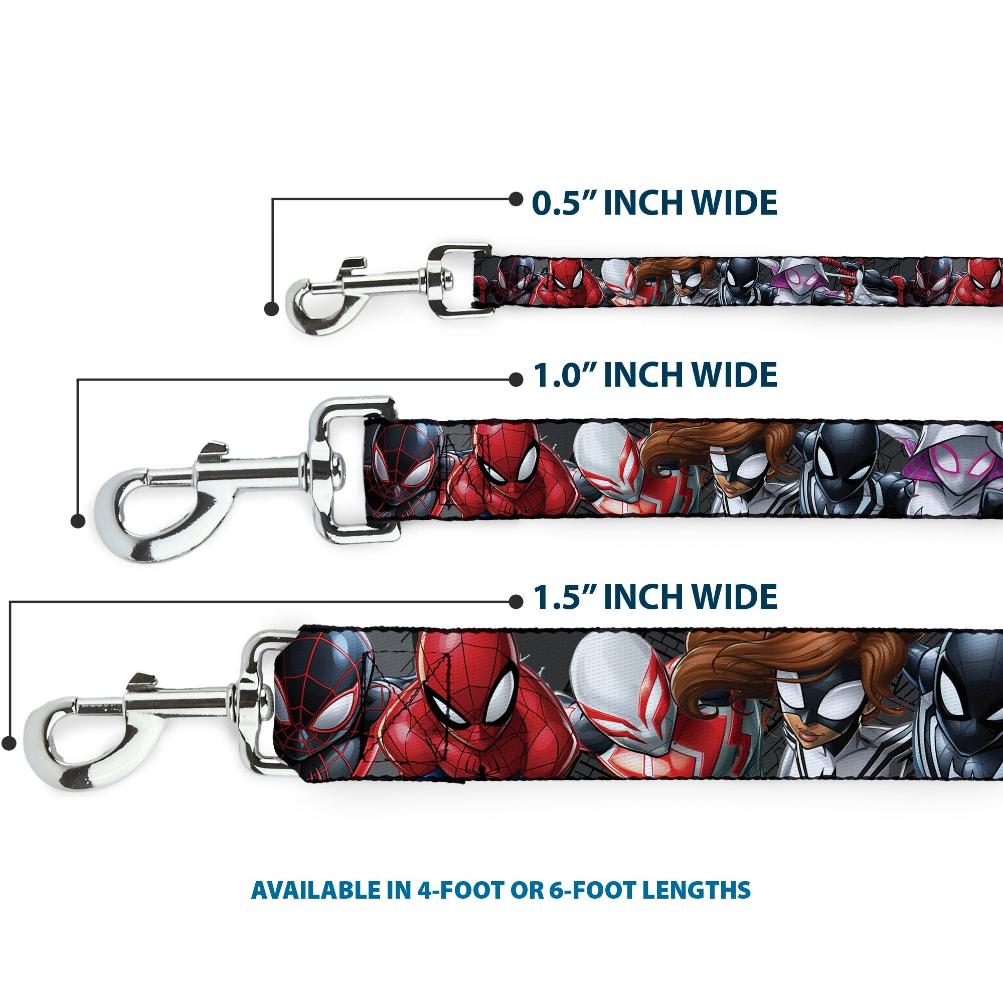 Dog Leash - 6-Spider Hero Action Poses Grays