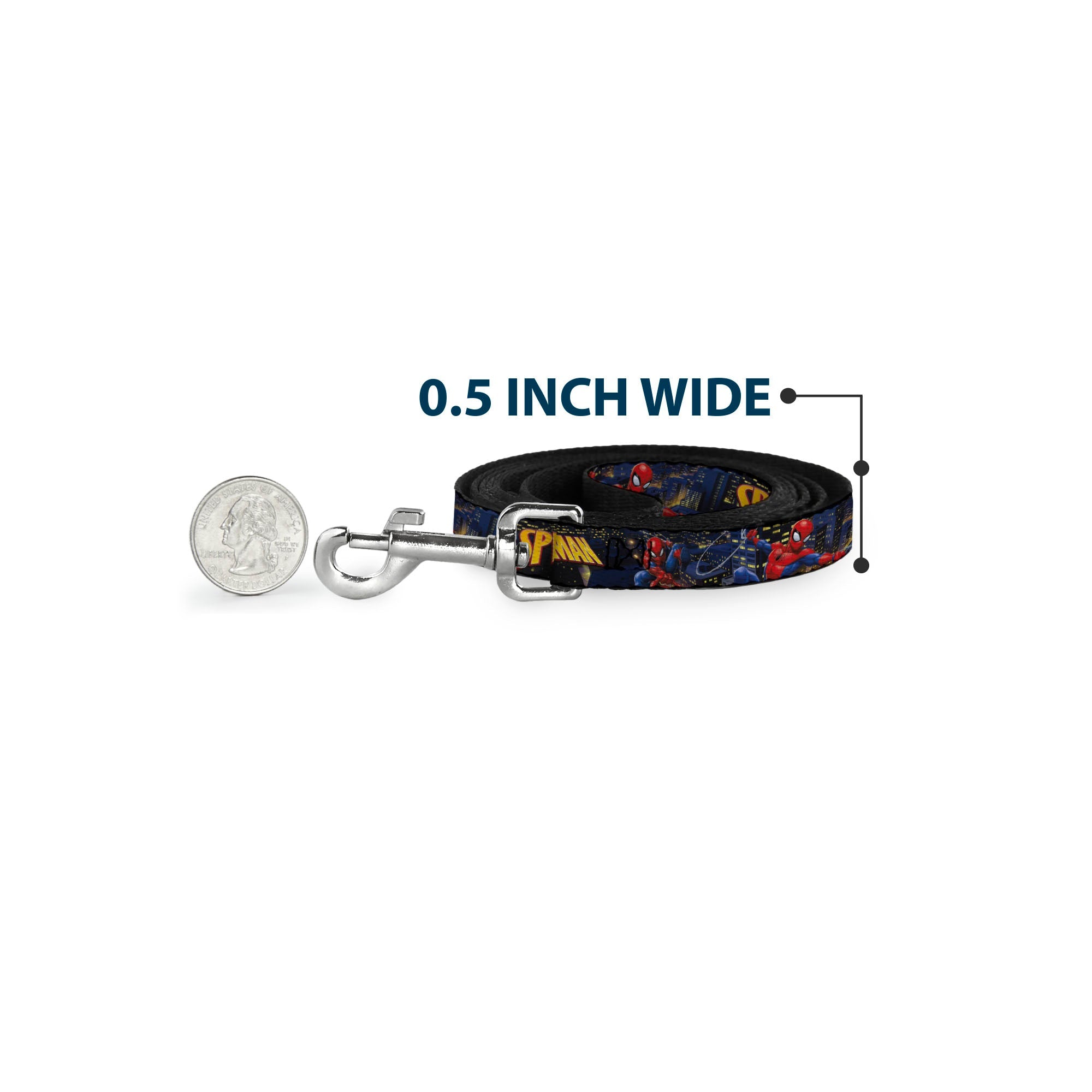 Dog Leash - SPIDER-MAN Title Logo and Action Skyline Poses