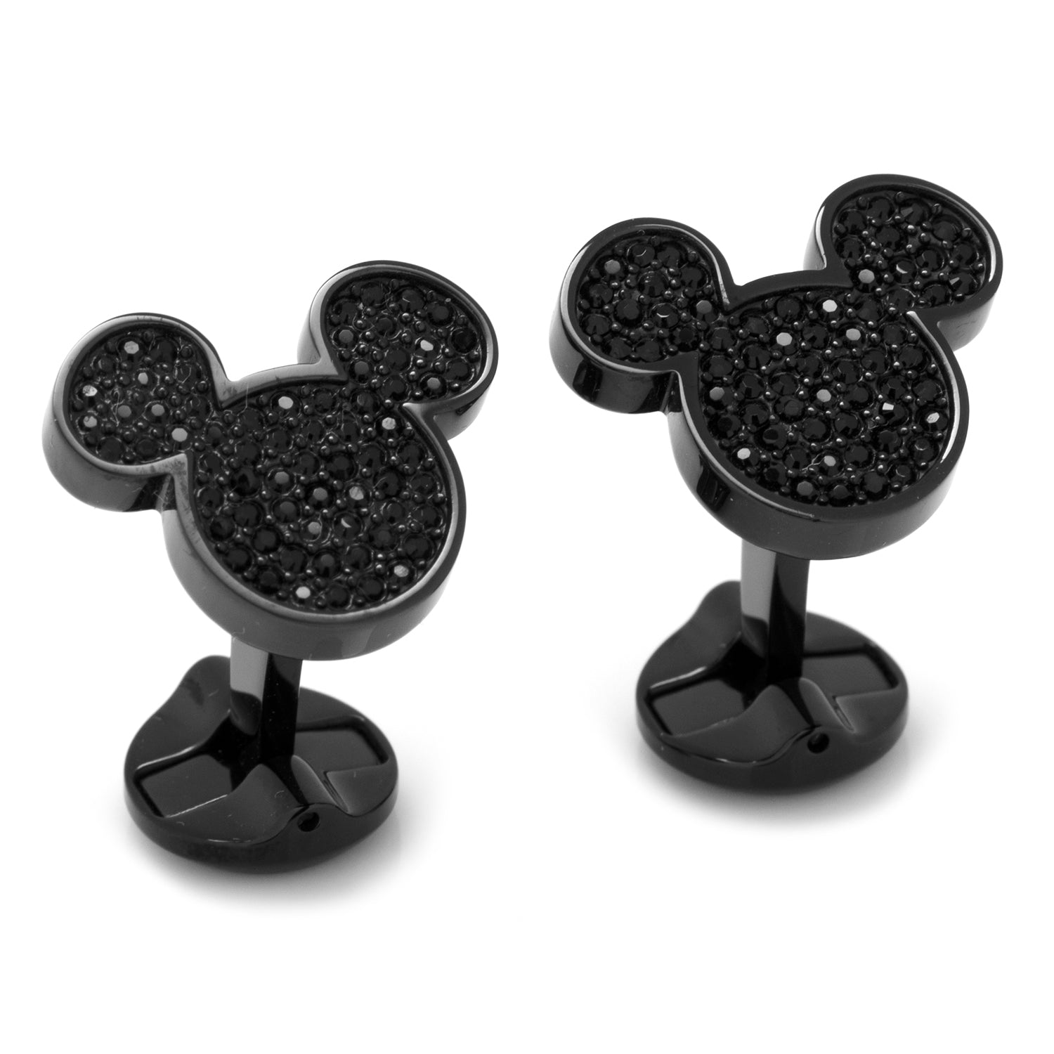 Disney Mickey Mouse Stainless Steel Black Pave Crystal Cufflinks