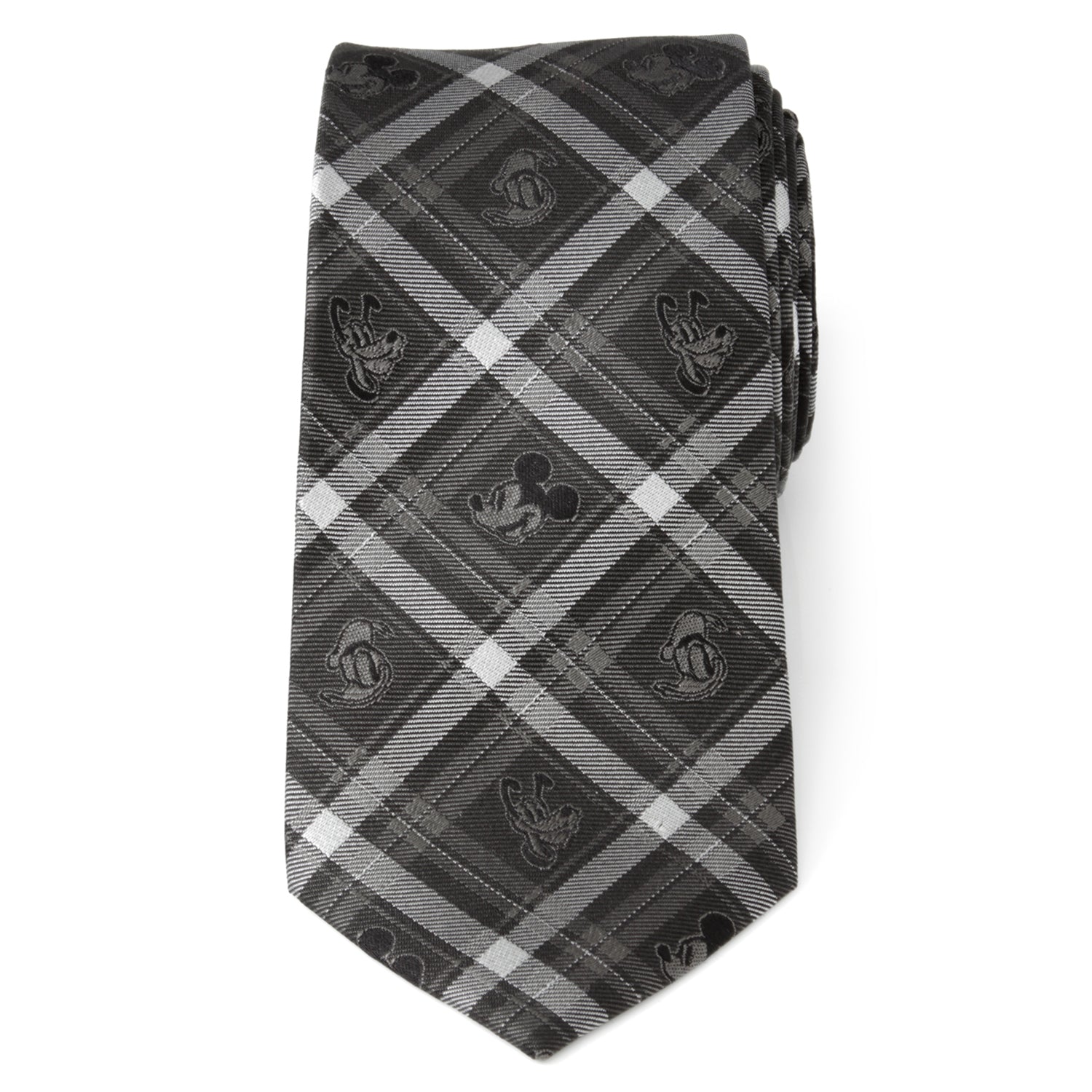 Disney Mickey and Friends Charcoal Plaid Men's Tie