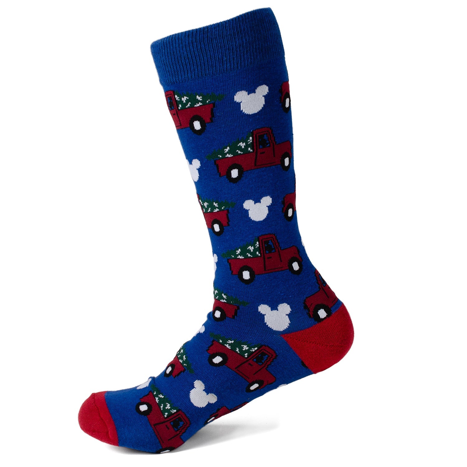Disney Mickey Mouse Holiday Truck Navy Socks and Blue Lapel Pin Gift Set