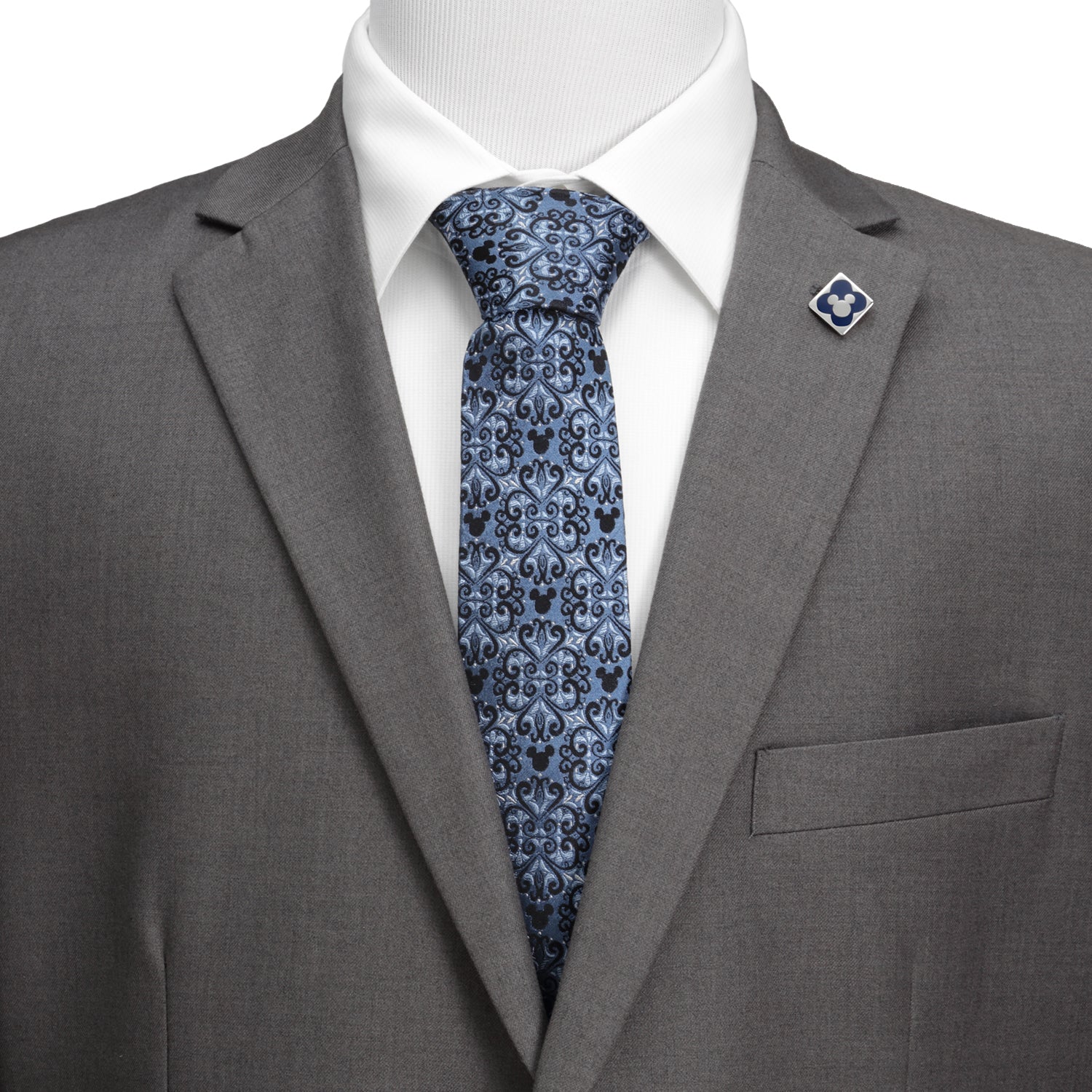 Disney Mickey Mouse Damask Tile Blue Men's Tie