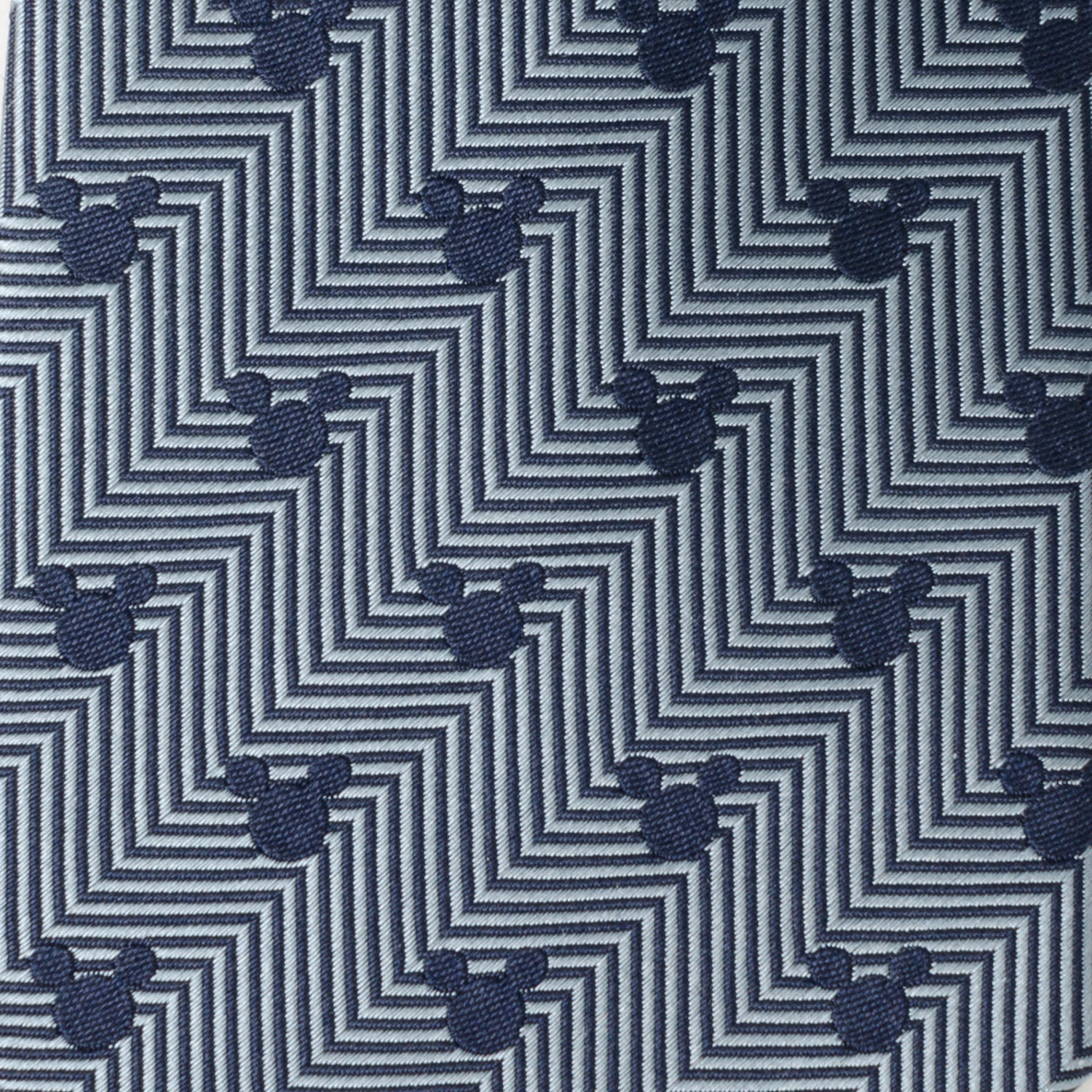 Disney Mickey Mouse Silhouette Blue Herringbone Men's Tie