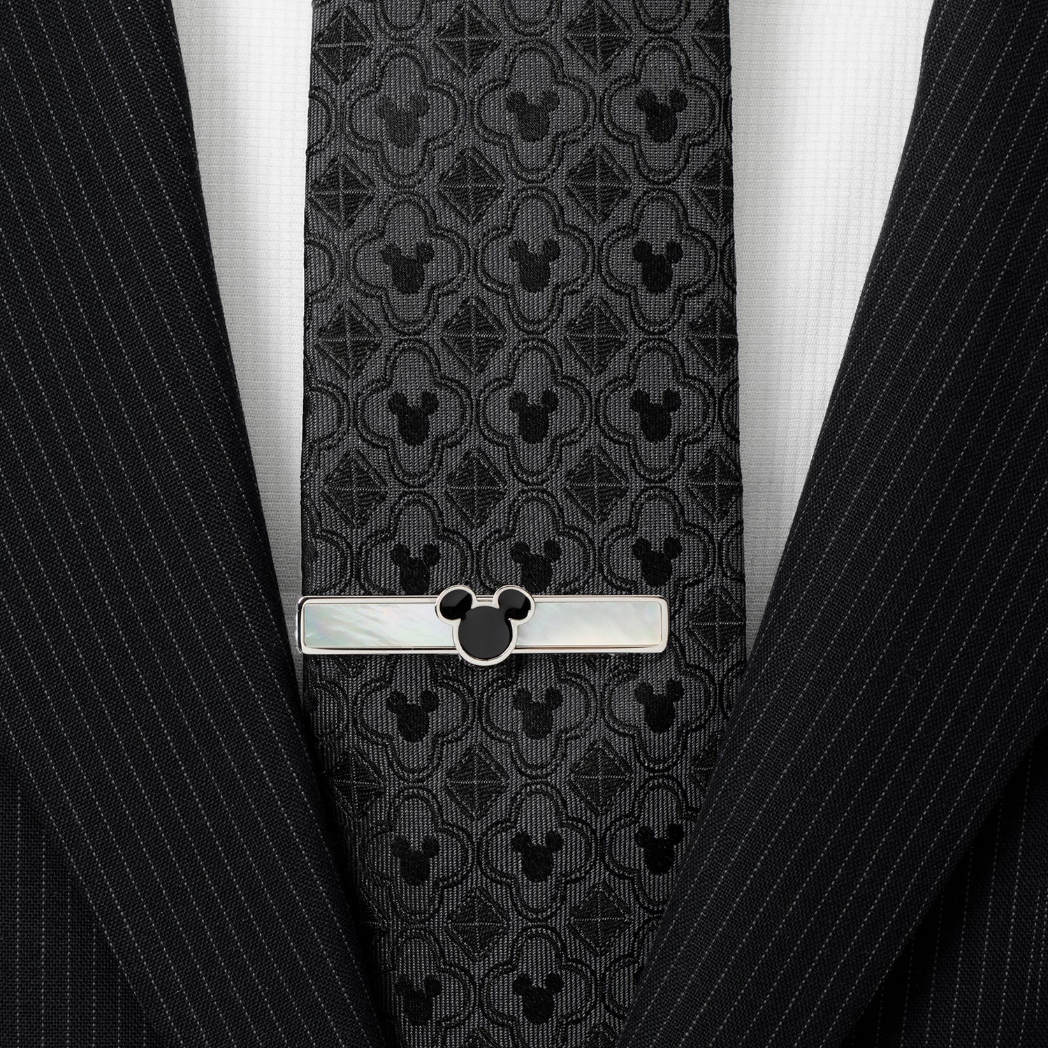 Disney Mickey Mouse Mother of Pearl Cufflinks and Tie Clip Gift Set