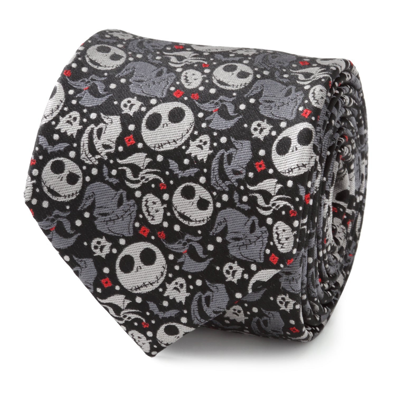 Disney The Nightmare Before Christmas Black Gray Pattern Men's Tie