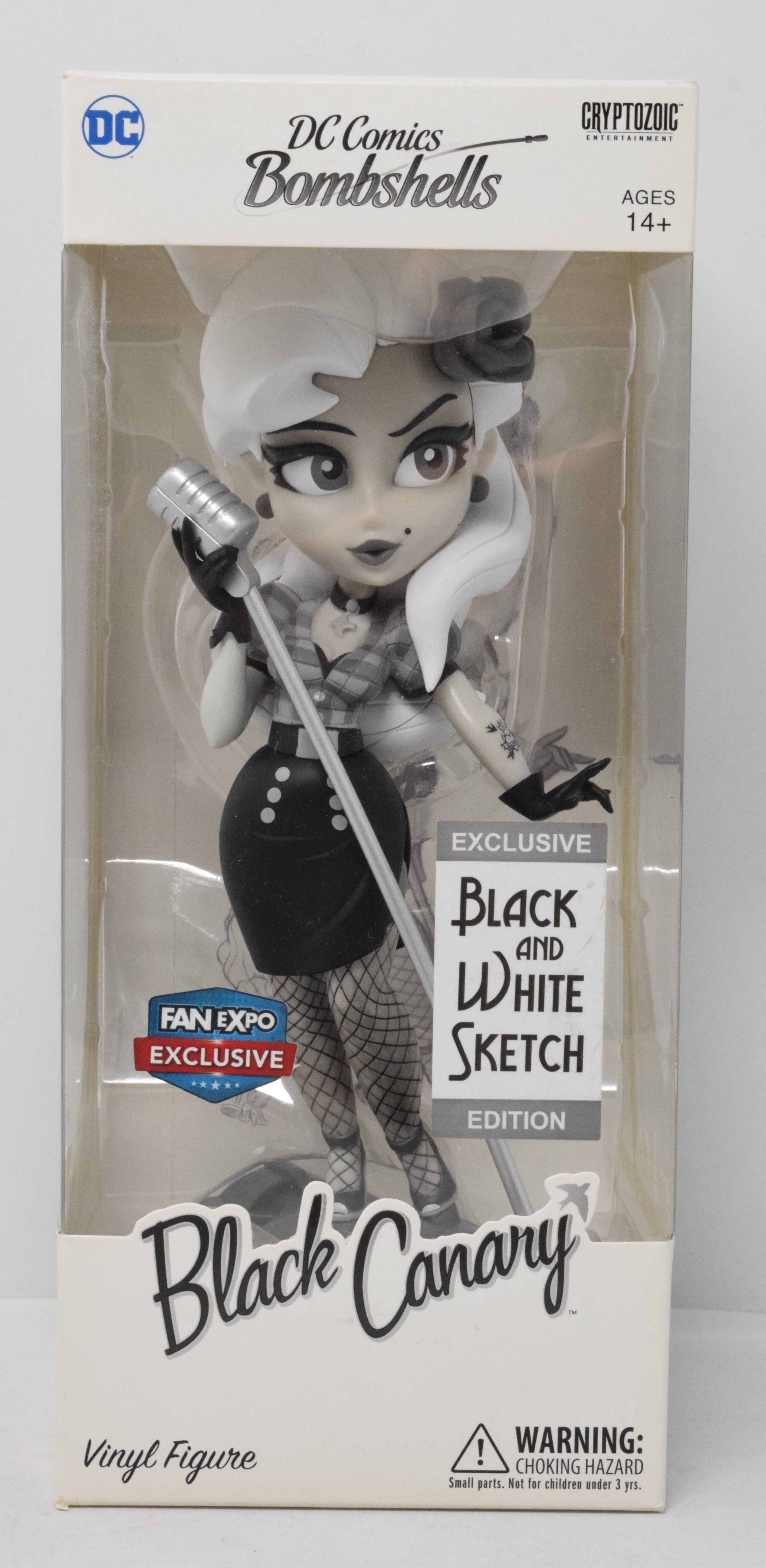 Black Canary DC Bombshells Figure Statue Black White Sketch FanExpo New