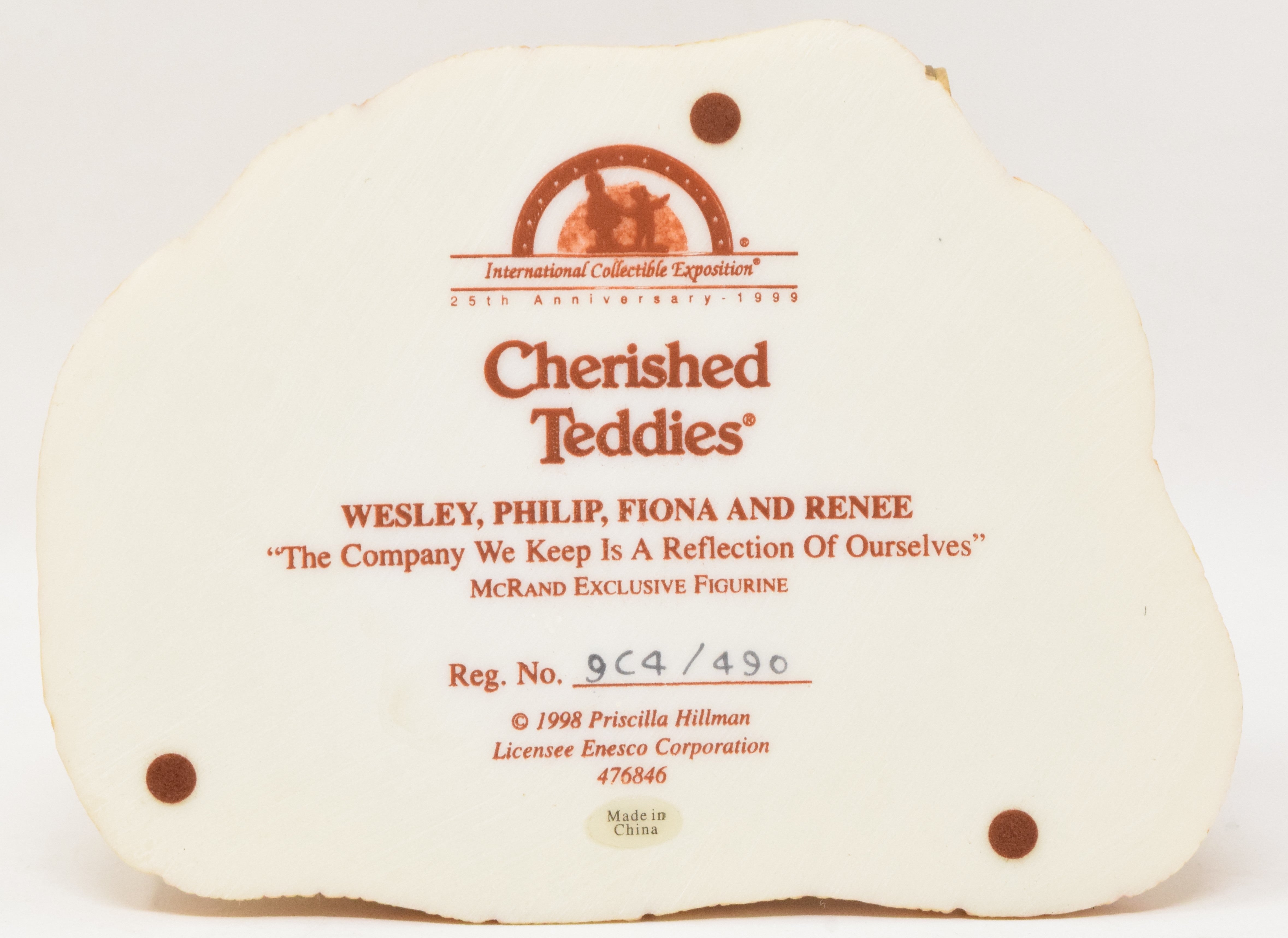 Cherished Teddies Company We Keep Wesley Philip Fiona Figurine 1999 NIB New