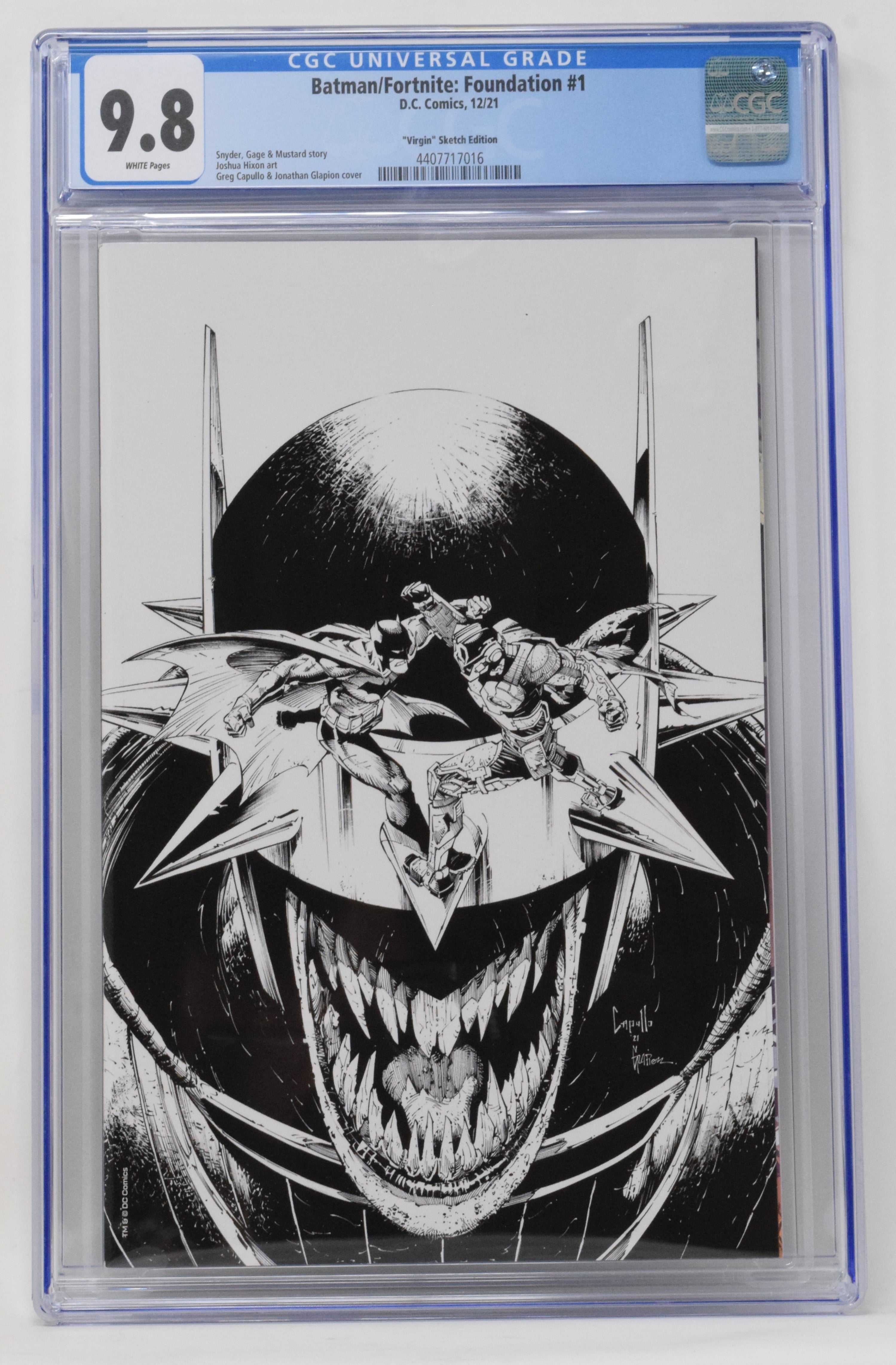 Batman Fortnite Foundation 1 DC 2021 CGC 9.8 Greg Capullo Virgin Sketch Variant