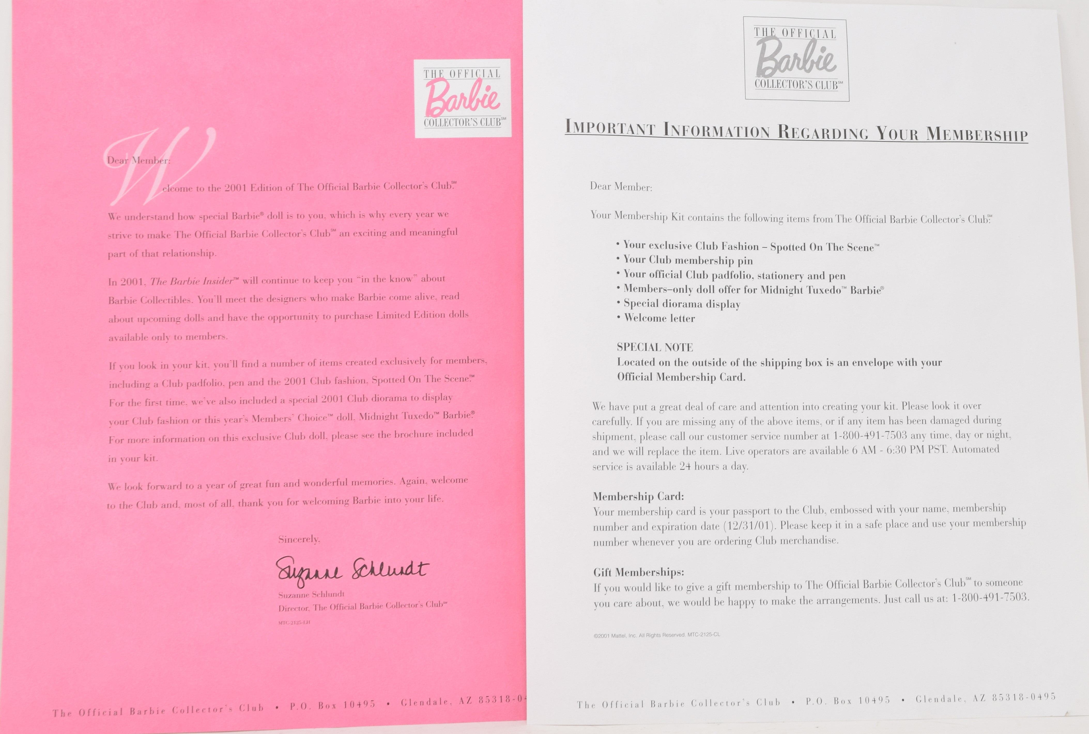 Barbie Collectors Club 2001 Pink Folio Pen Spotted On The Scene Outfit 29864 NIB
