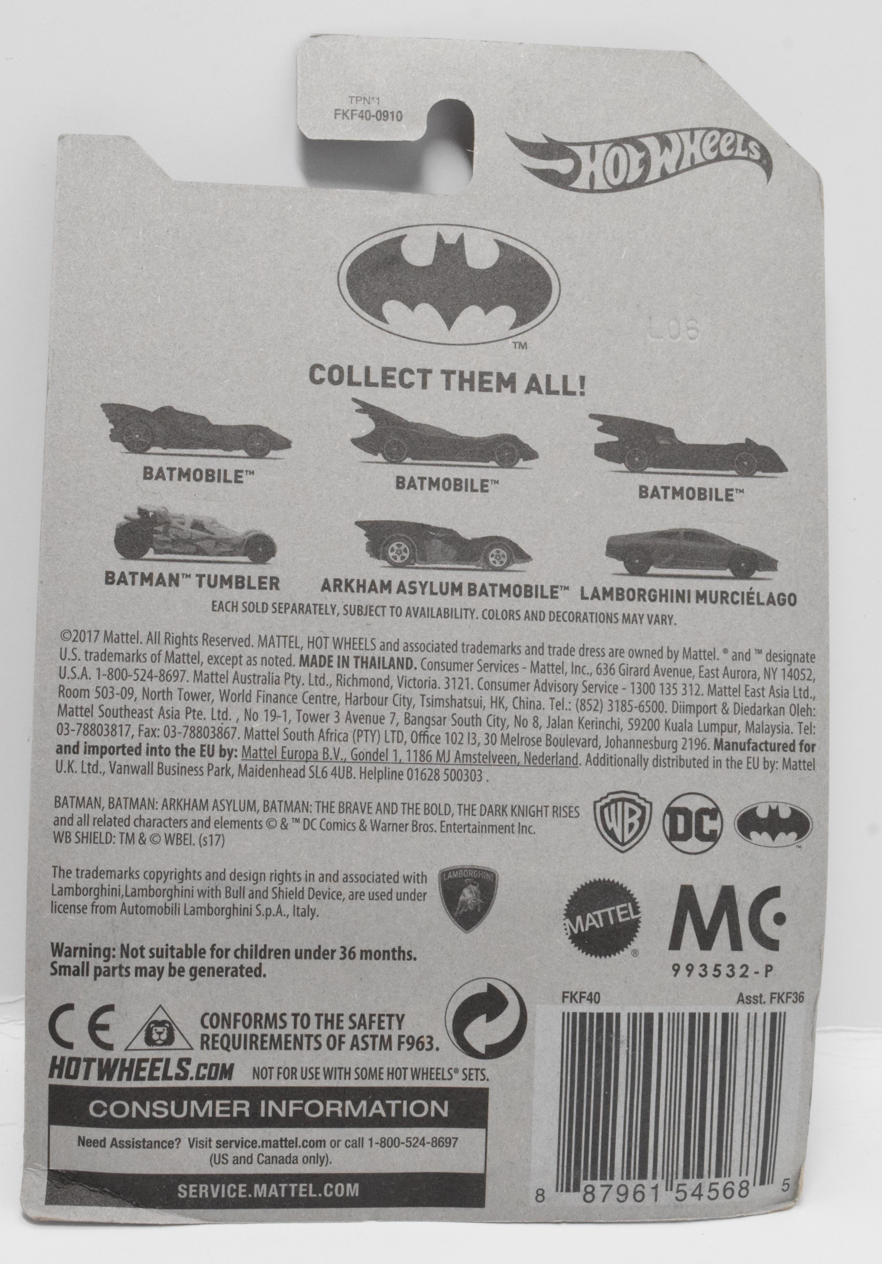 Hot Wheels Batman Tumbler Dark Knight Rises DC DieCast Car 4/6 New