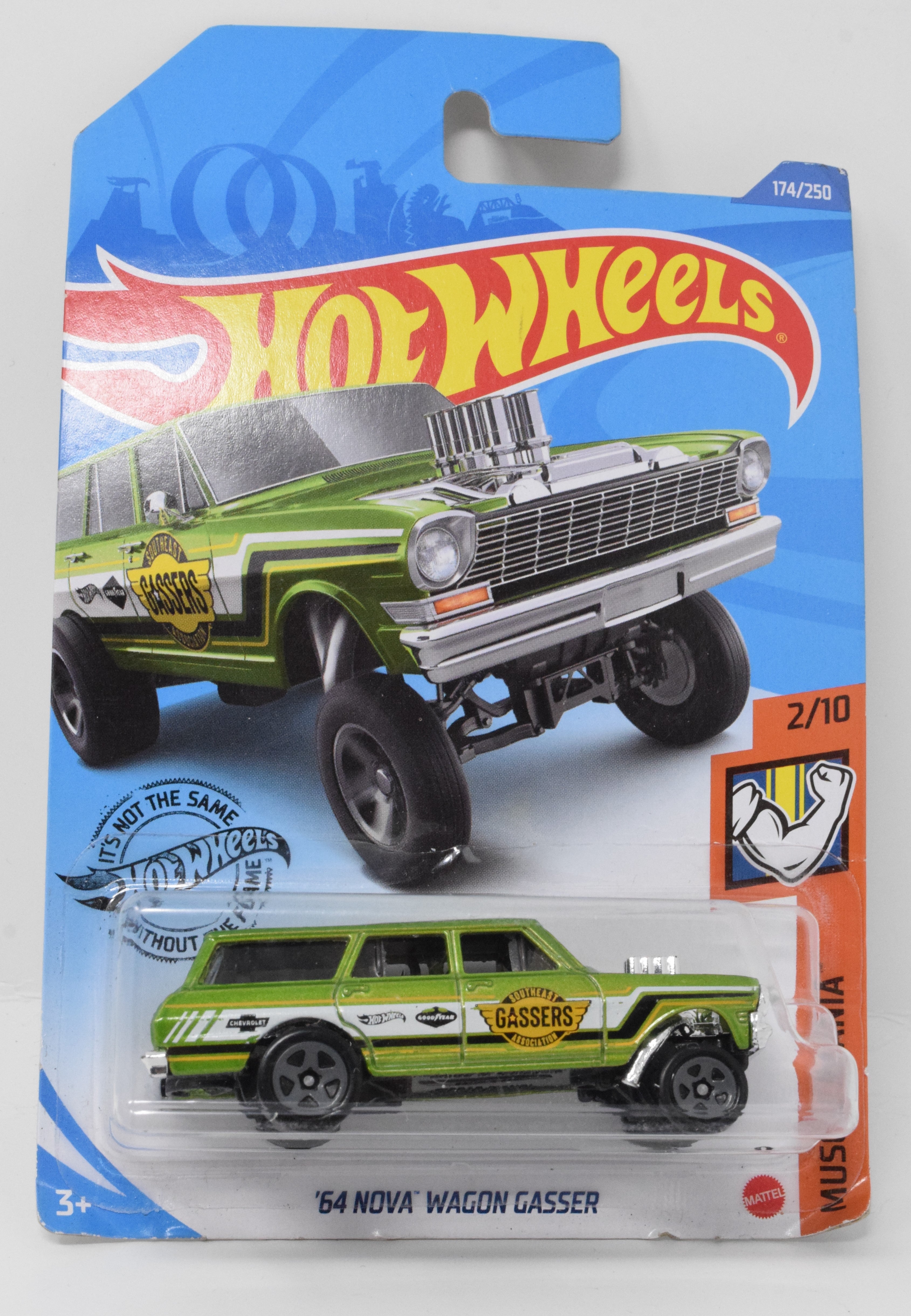 Hot Wheels 64 Nova Wagon Gasser Green Diecast Car 2/10 174 New