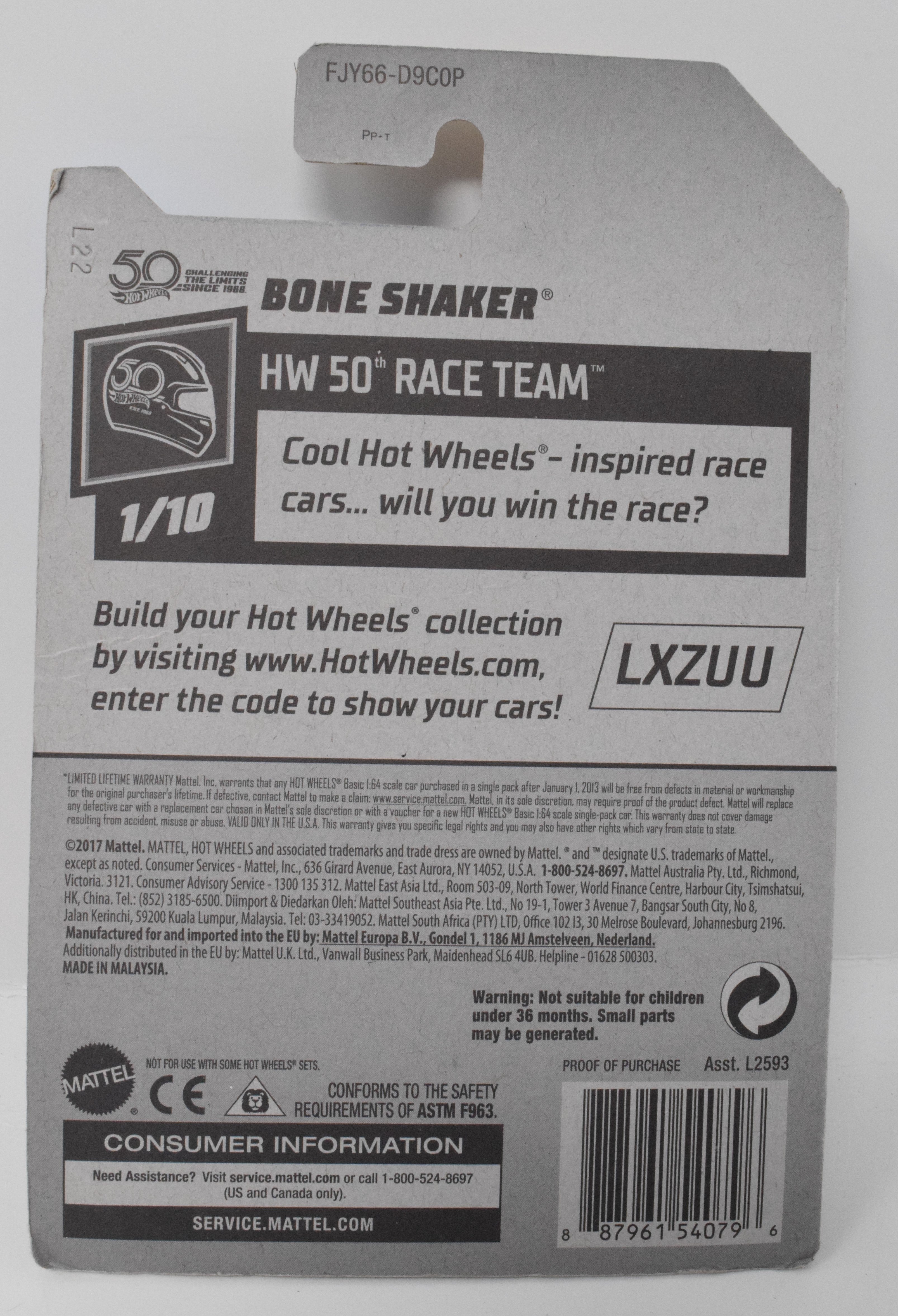 Hot Wheels Bone Shaker HW 50 Race Team 1/10 334 DieCast Car New