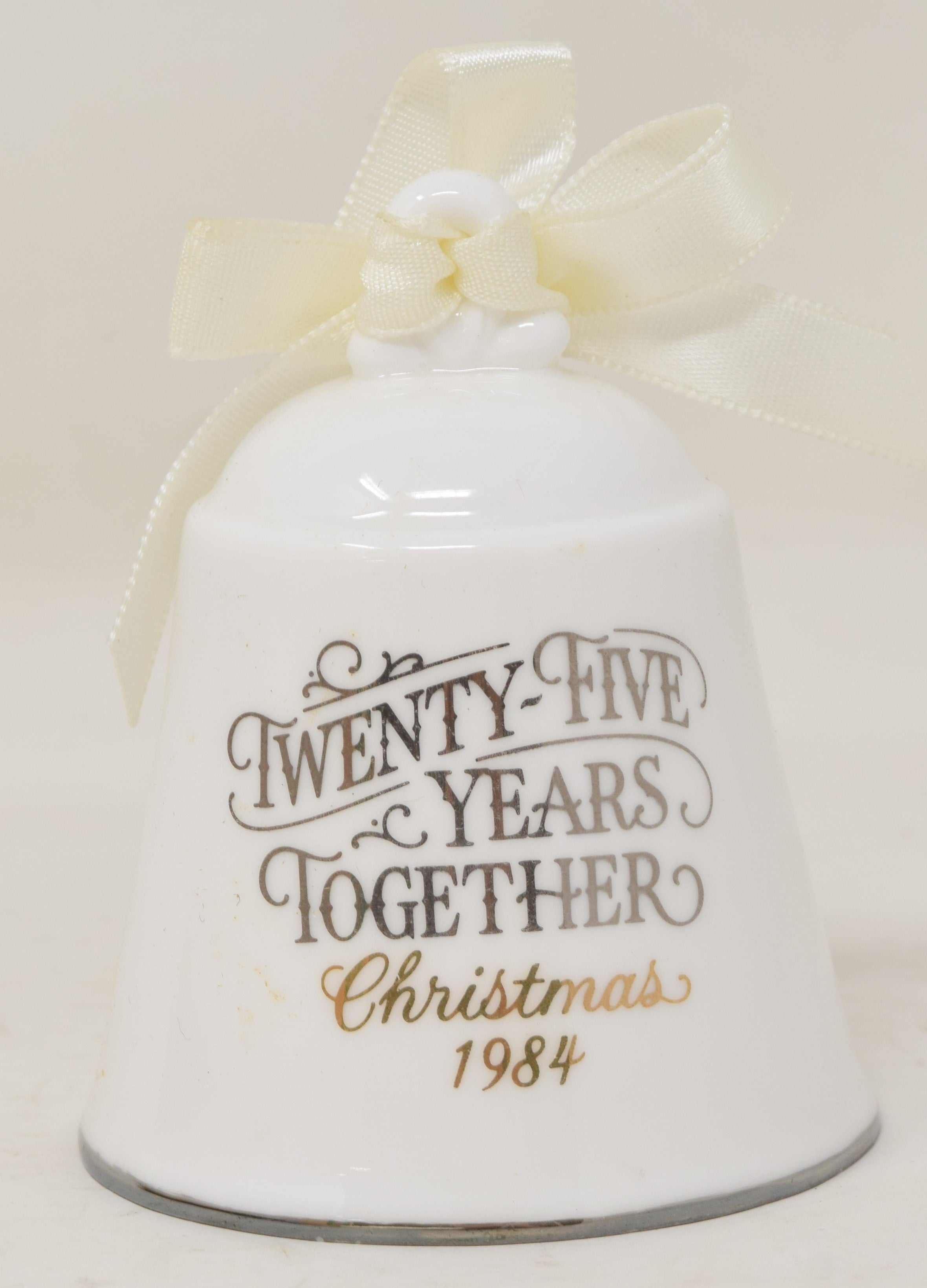 Hallmark Ornament Ceramic Bell 25 Years Together Christmas Tree 1984 NIB