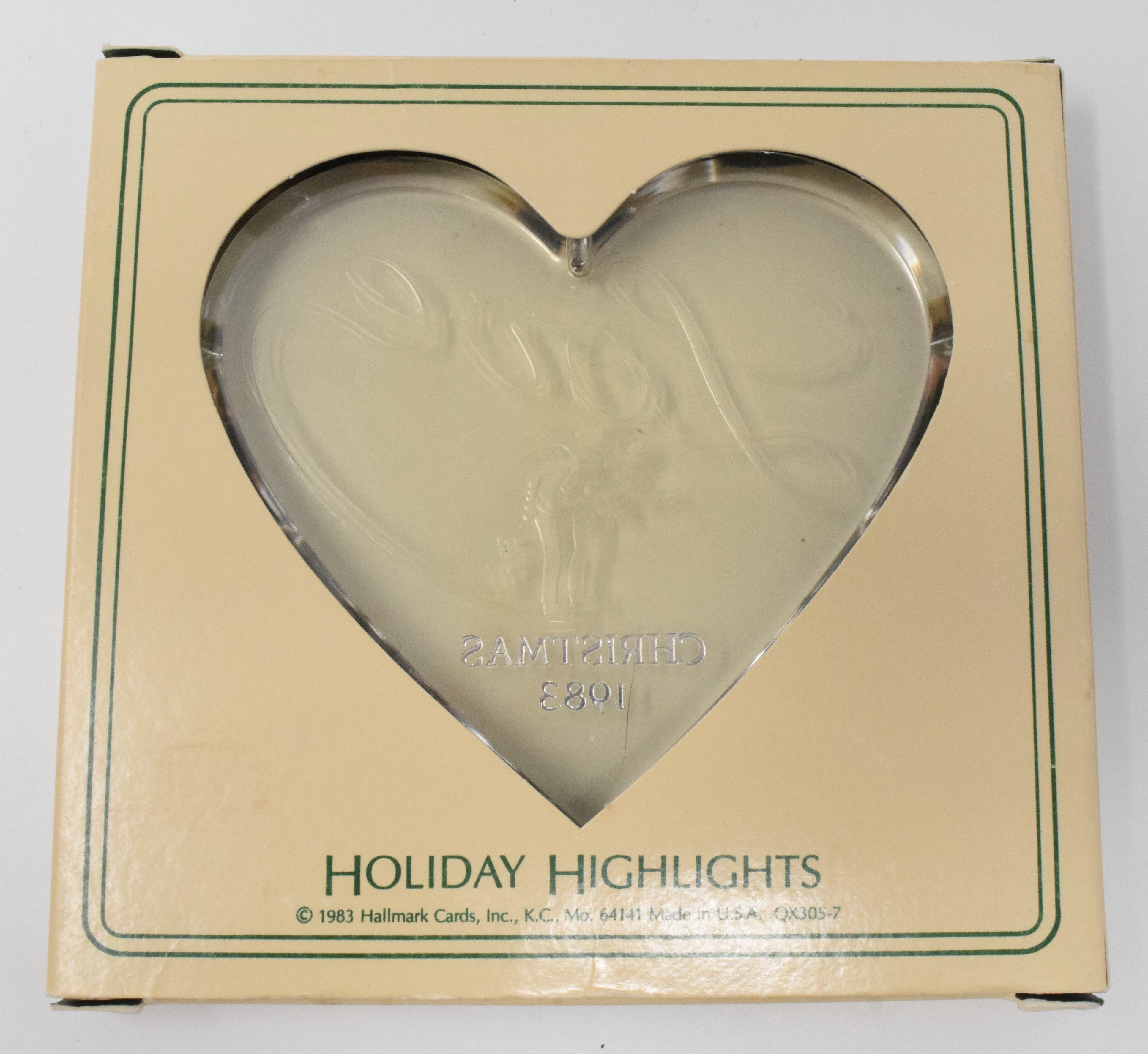 Hallmark Keepsake Love Christmas Acrylic Christmas Ornament 1983