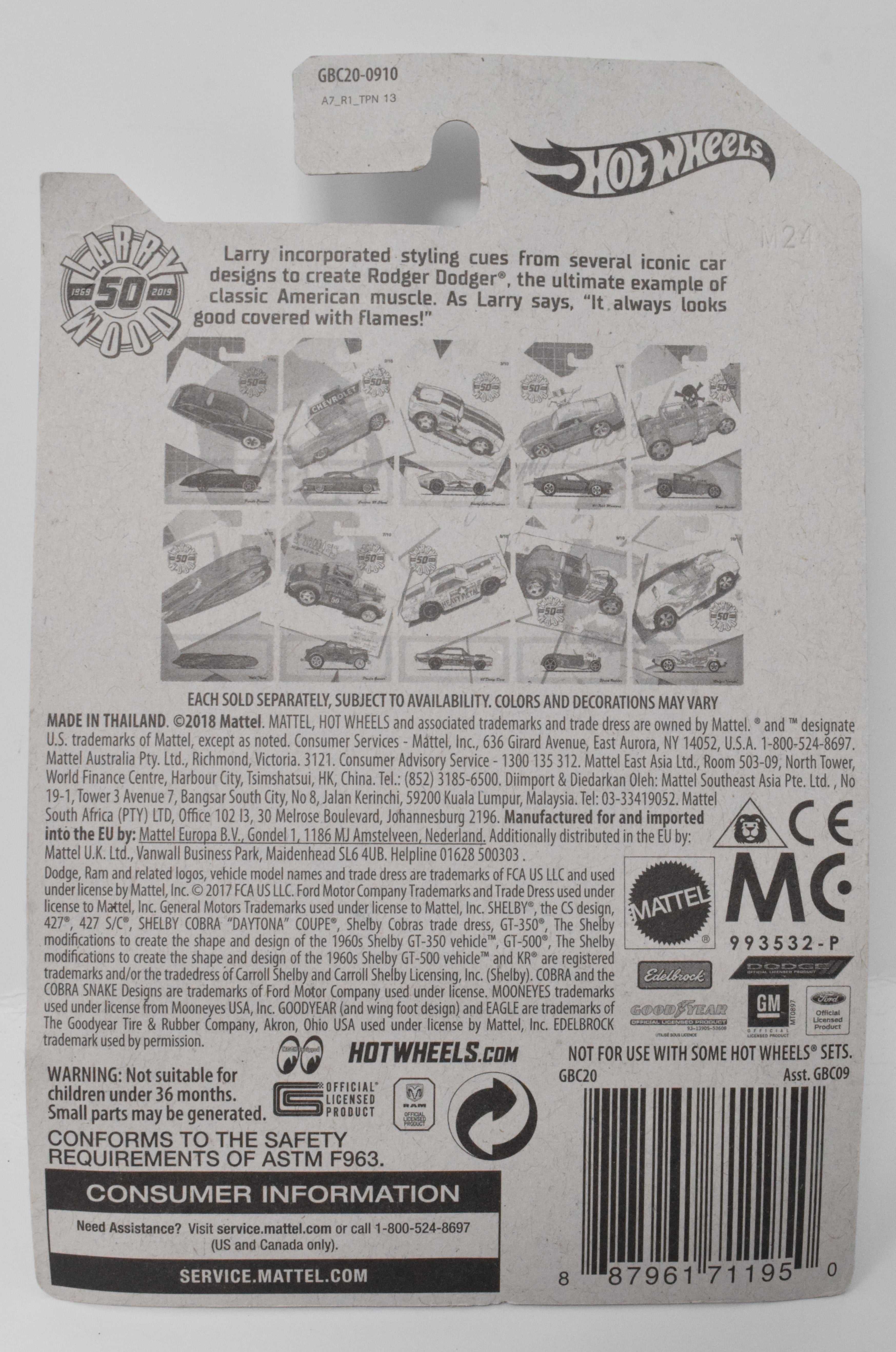 Hot Wheels Rodger Dodger 10/10 White DieCast Car New