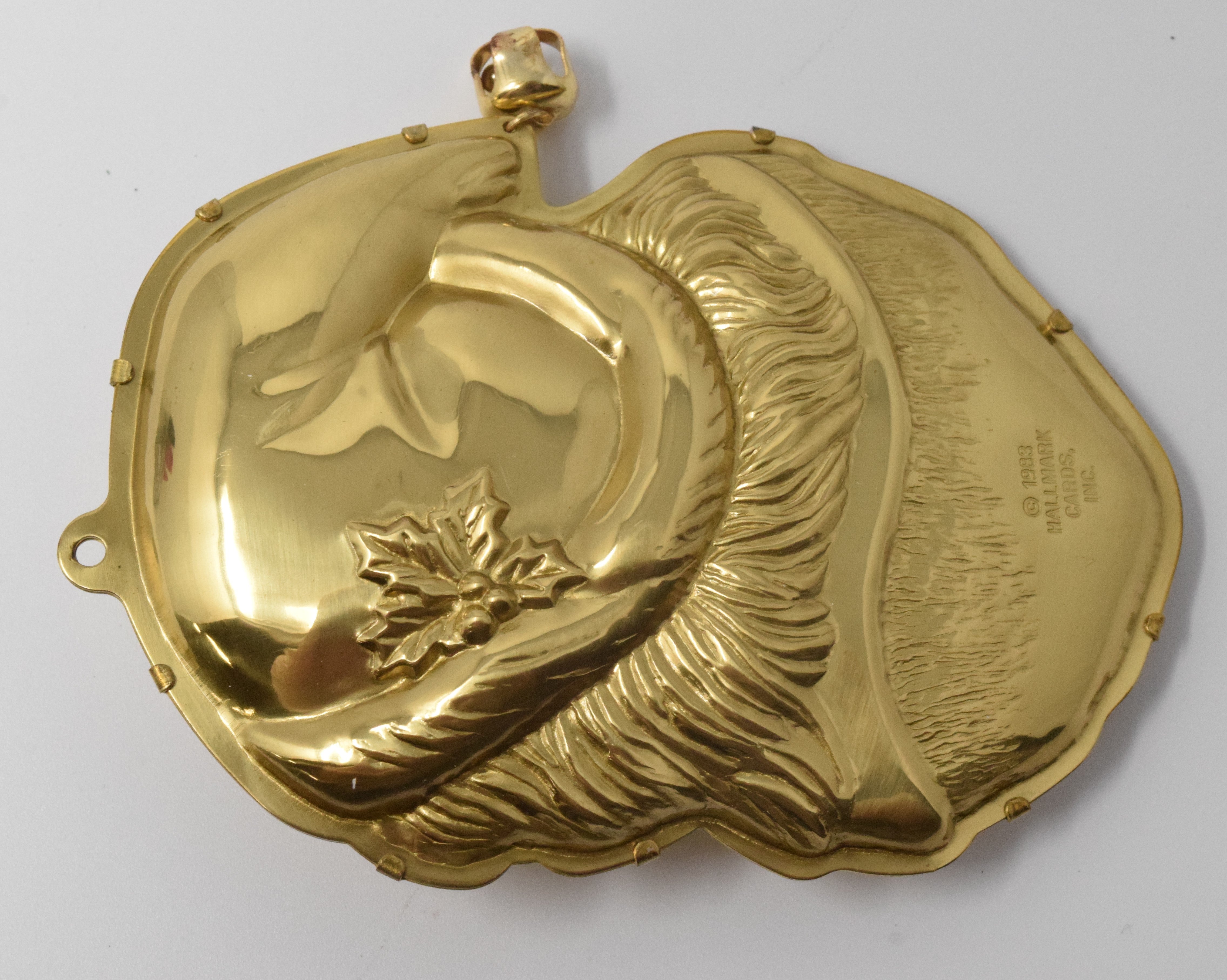Hallmark Keepsake Brass Santa Christmas Ornament 1983 NIB