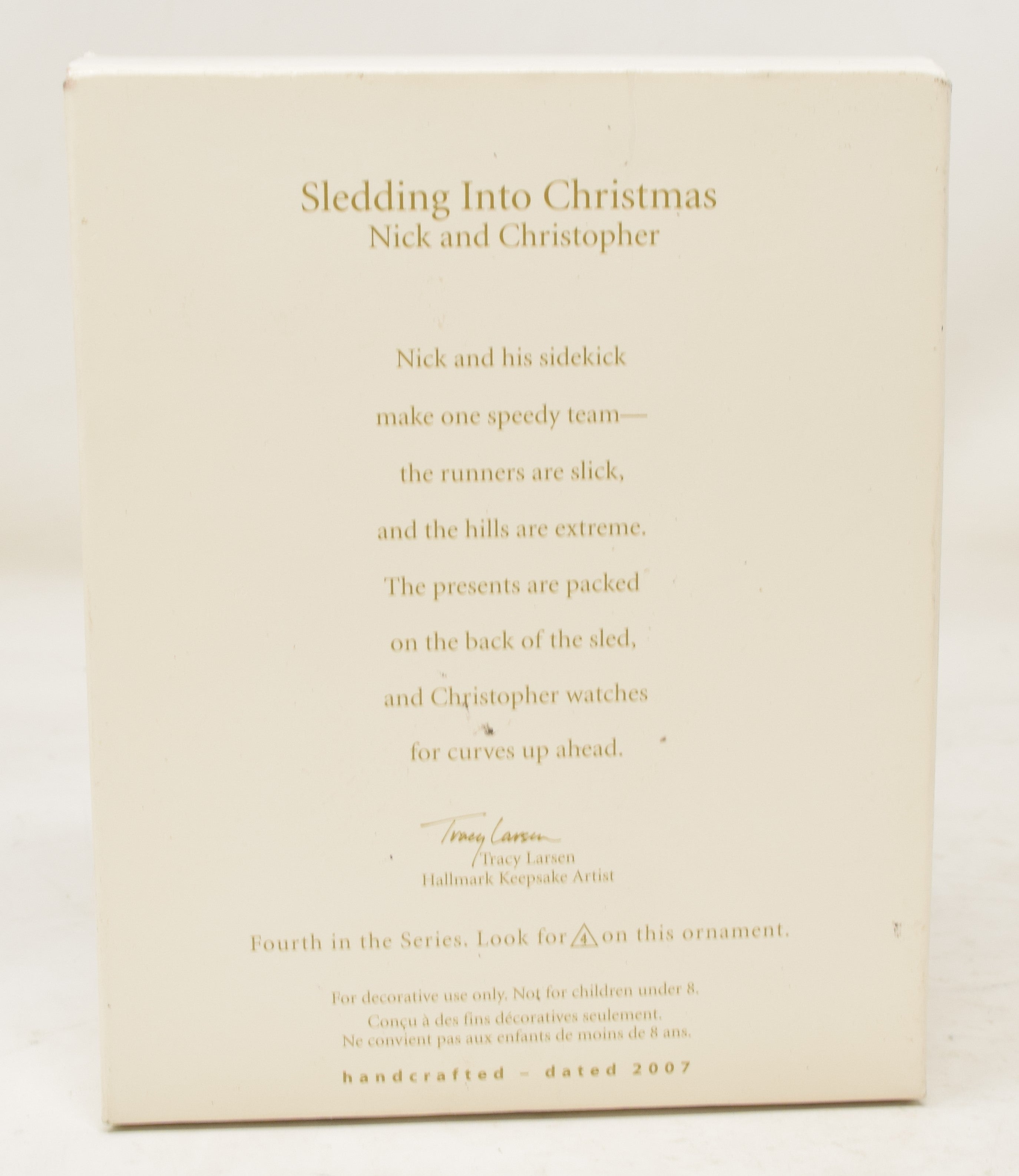 Hallmark Keepsake Ornament Nick Christopher Bear Sledding Into Christmas Tree 2007 NIB