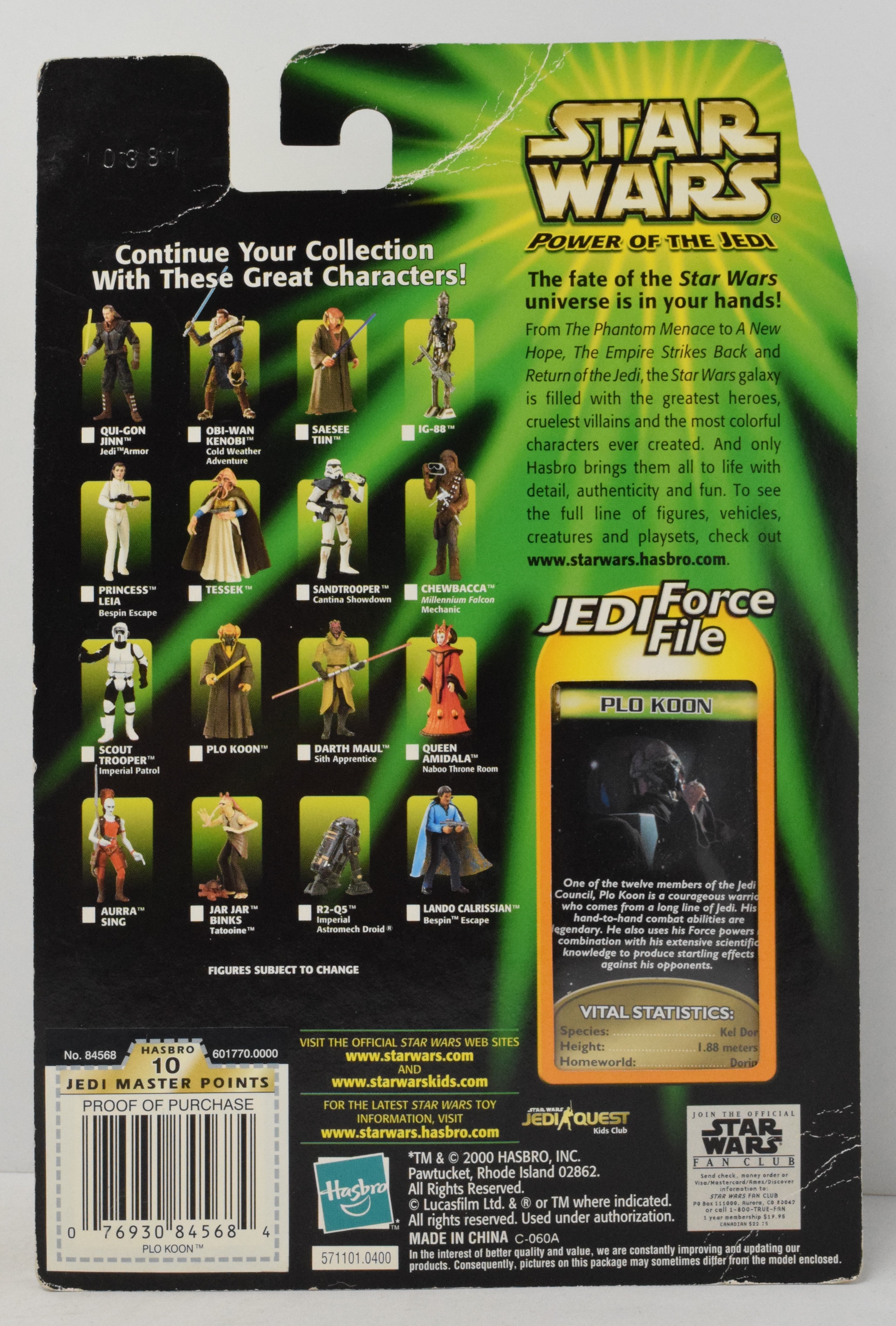 Hasbro Power of the Jedi Plo Koon Collection 2 Jedi Master 2000 New