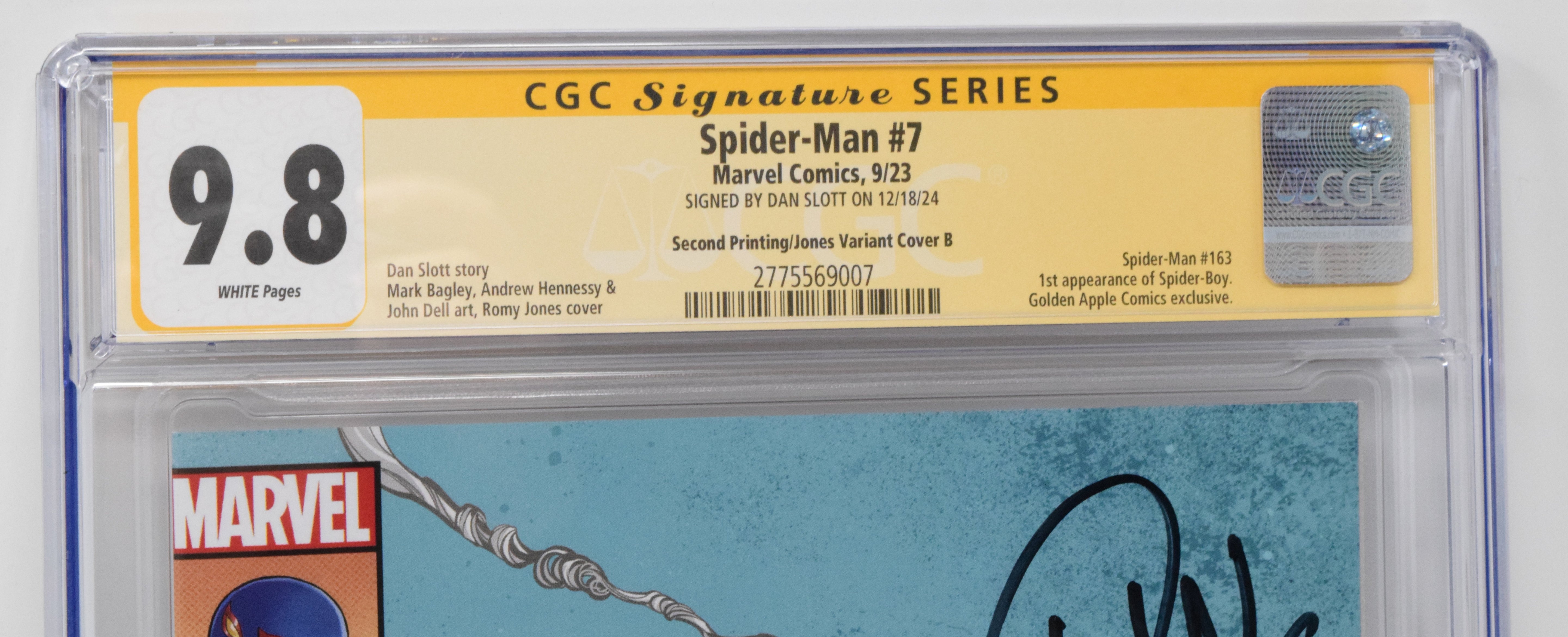 Spider-Man #7 Marvel 2023 Romy Jones Virgin Spider-Boy CGC SS 9.8 SIGNED Dan Slott