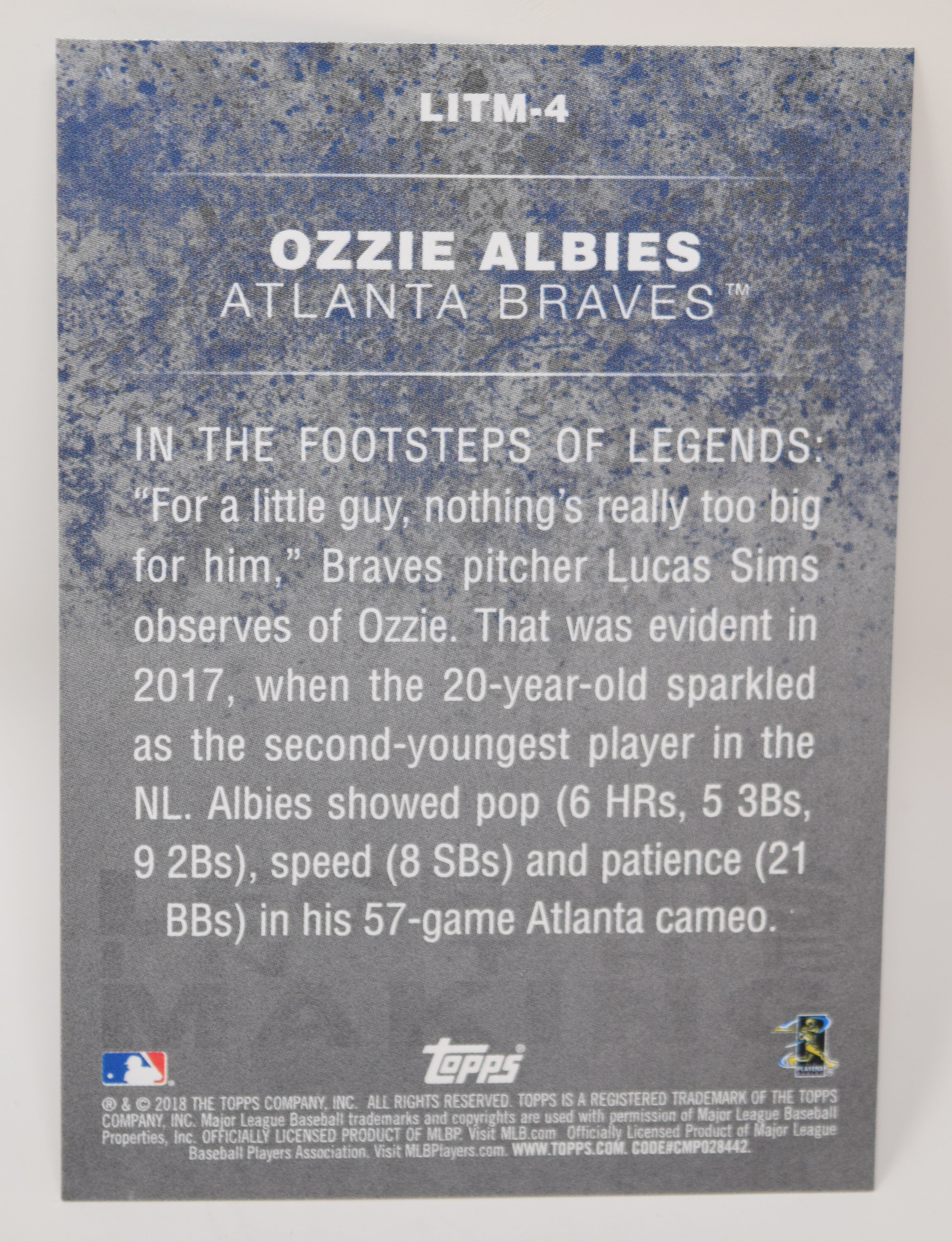 Ozzie Albies Topps 2018 Baseball Legend In Making RC Rookie Card Braves LITM-4