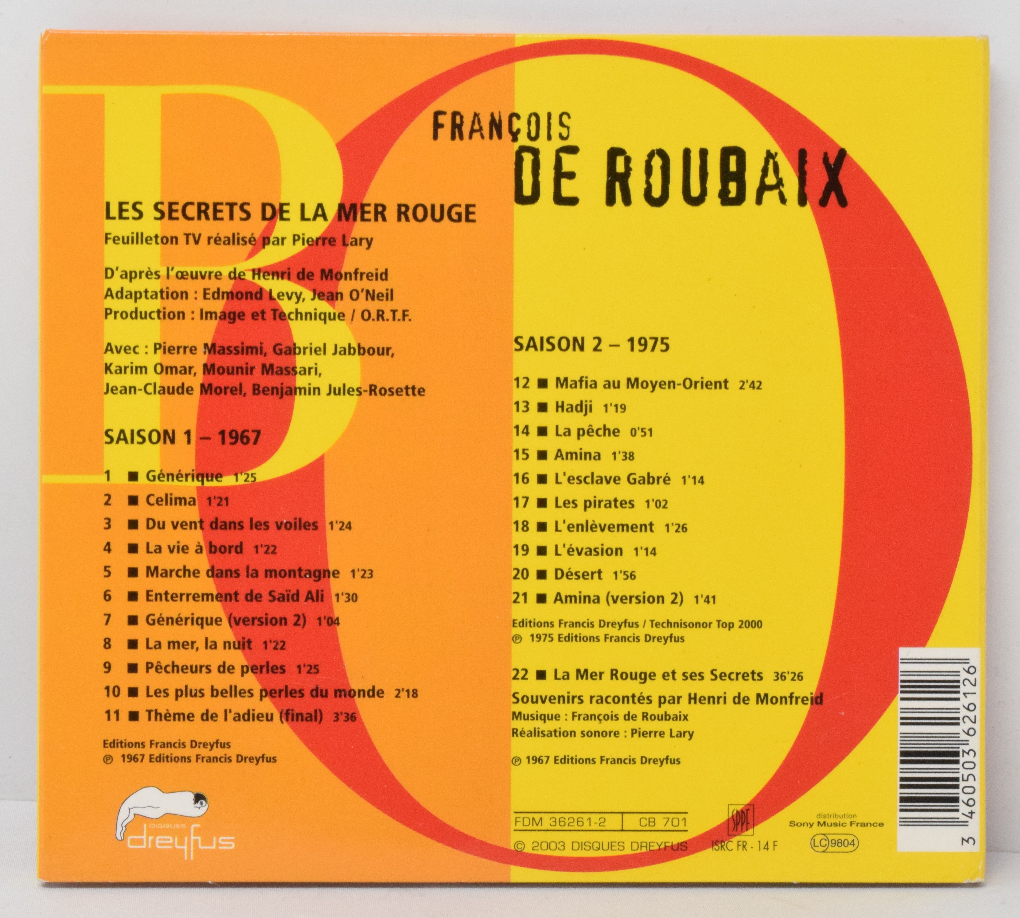 Les Secrets De La Mer Rouge Soundtrack CD Francois De Roubaix Dreyfus