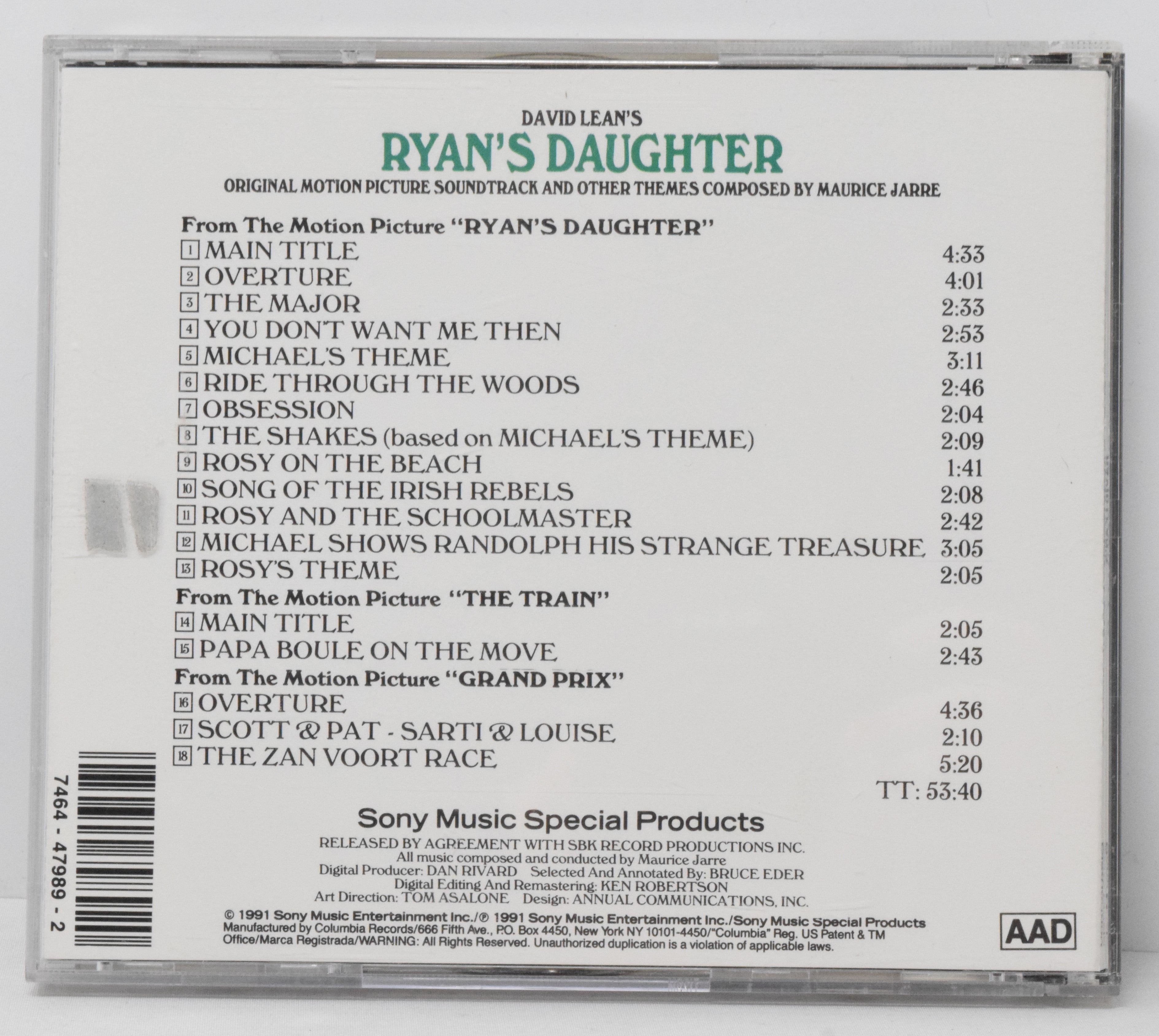 Ryans Daughter Soundtrack CD Maurice Jarre Sony