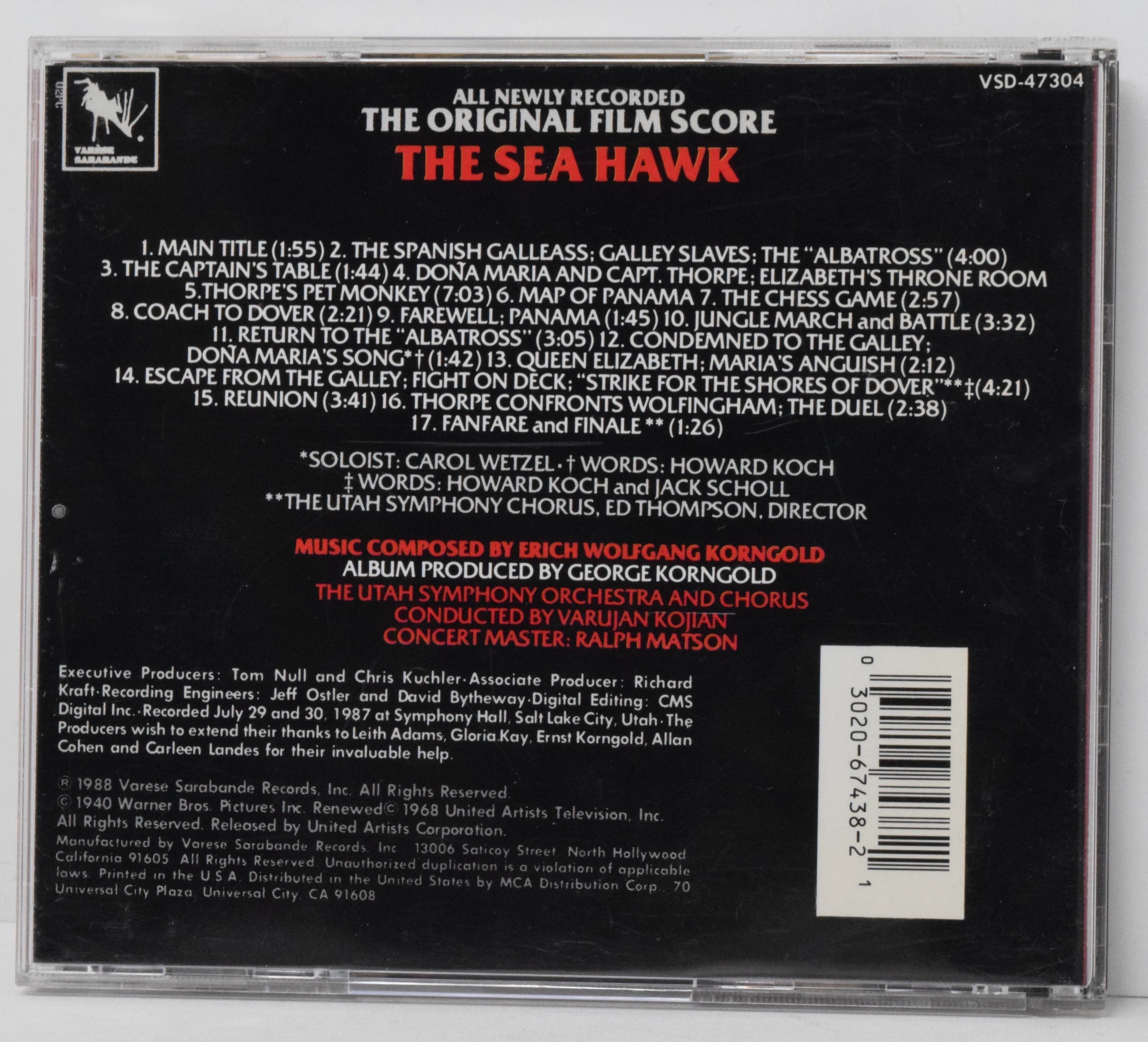 The Sea Hawk Soundtrack CD Varujan Kojian Varese