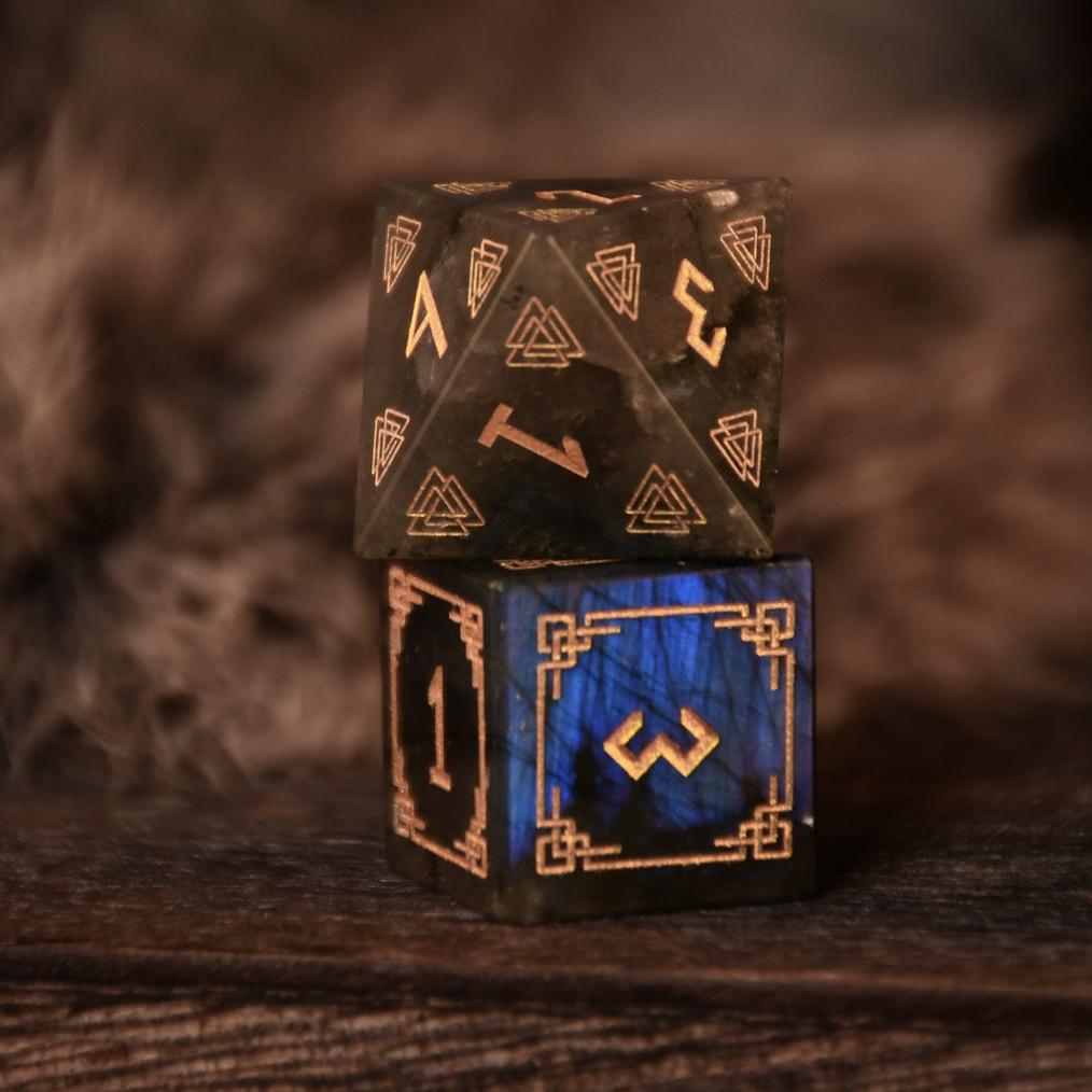 Nordic Black Labradorite Stone Dice Set - Dice Around the World Collection