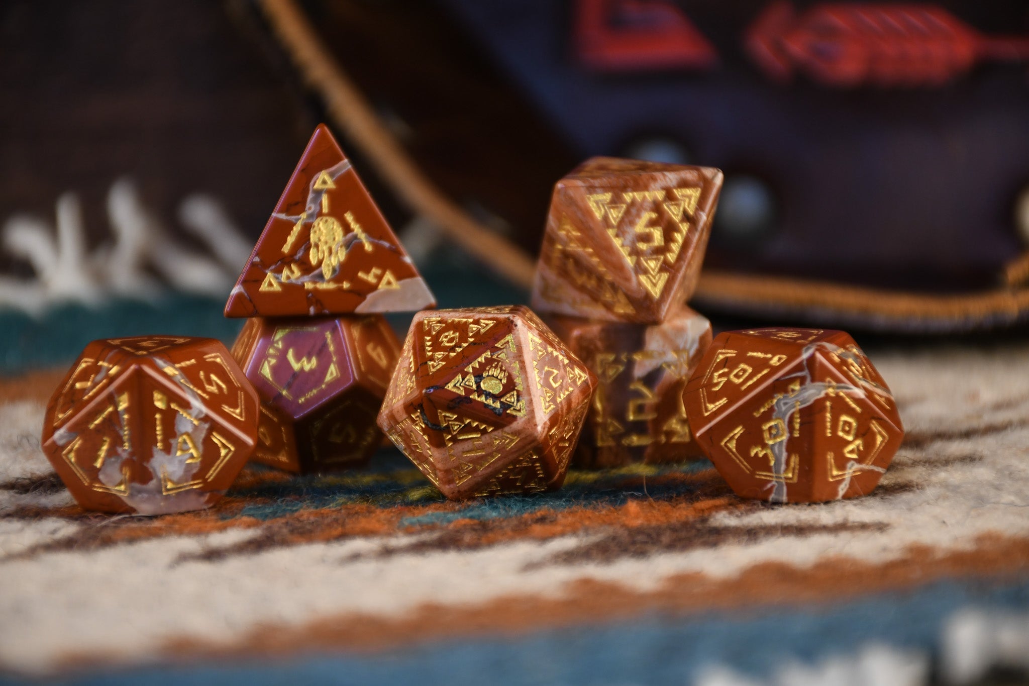 Navajo Red Jasper Stone Dice Set - Dice Around the World Collection